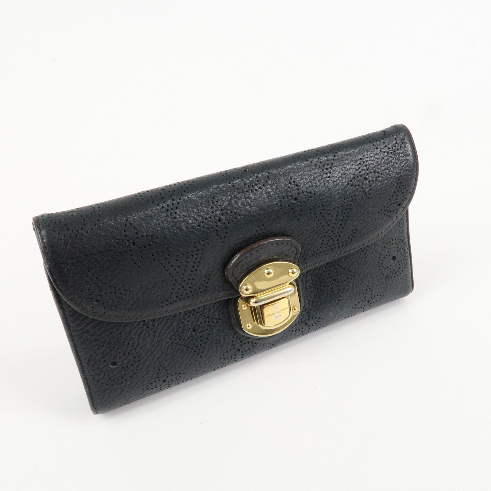 Louis Vuitton Monogram Mahina Portefeuilles Amelia Wallet Noir M95549 Used