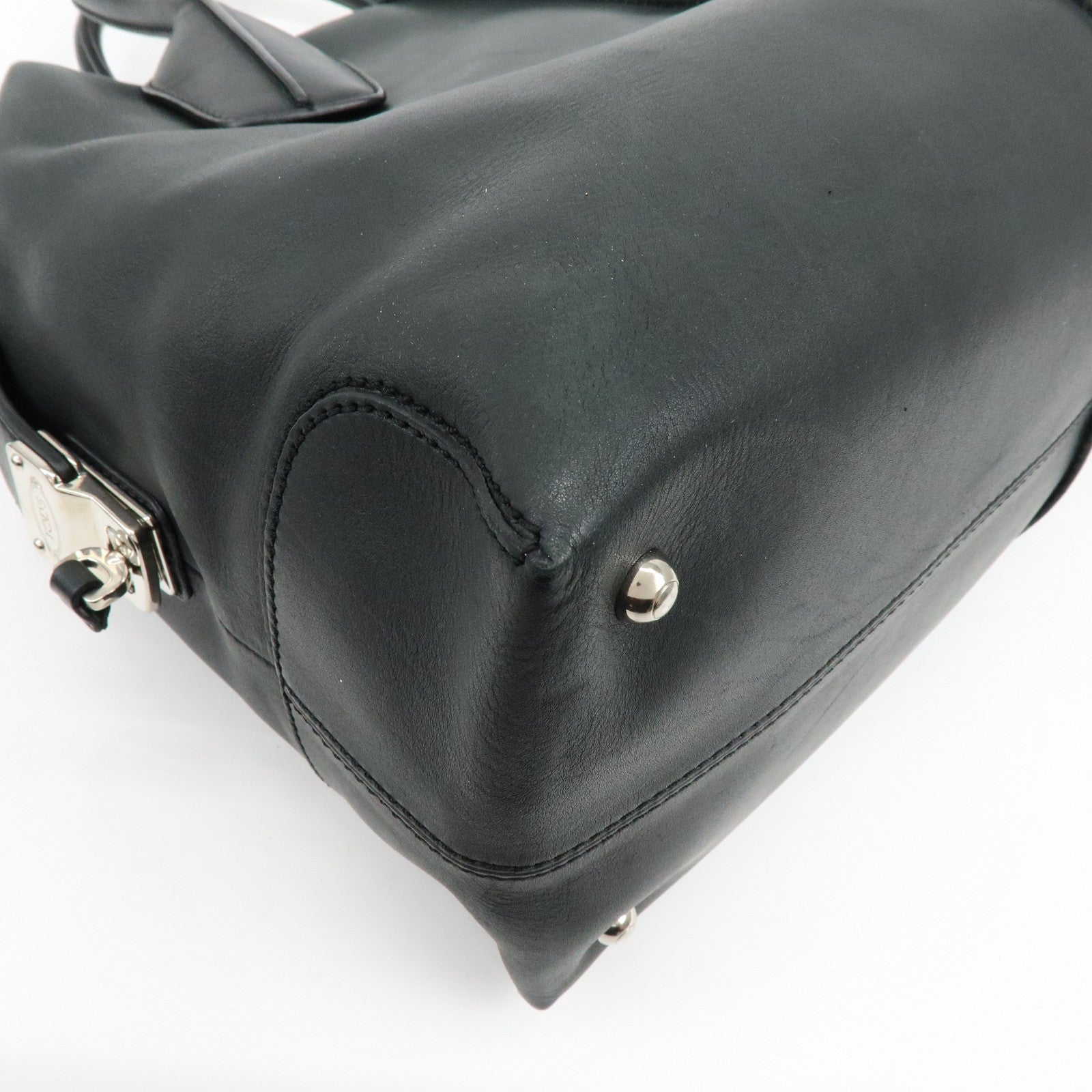TOD'S D-Styling Leather 2Way Bag Bauletto Bag Shoulder Bag Black
