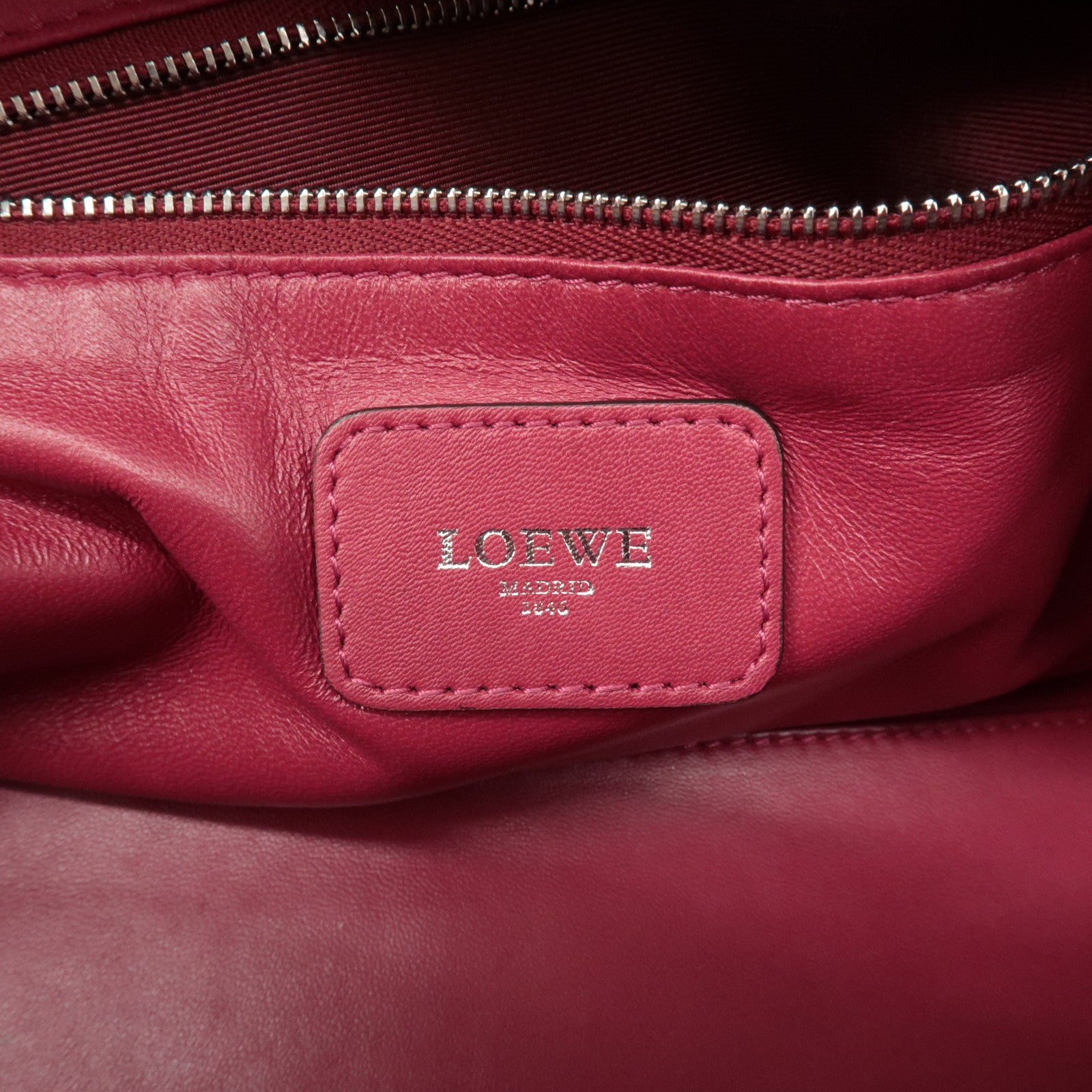 LOEWE Anagram Leather Amazona 28 Hand Bag Boston Bag Red Used