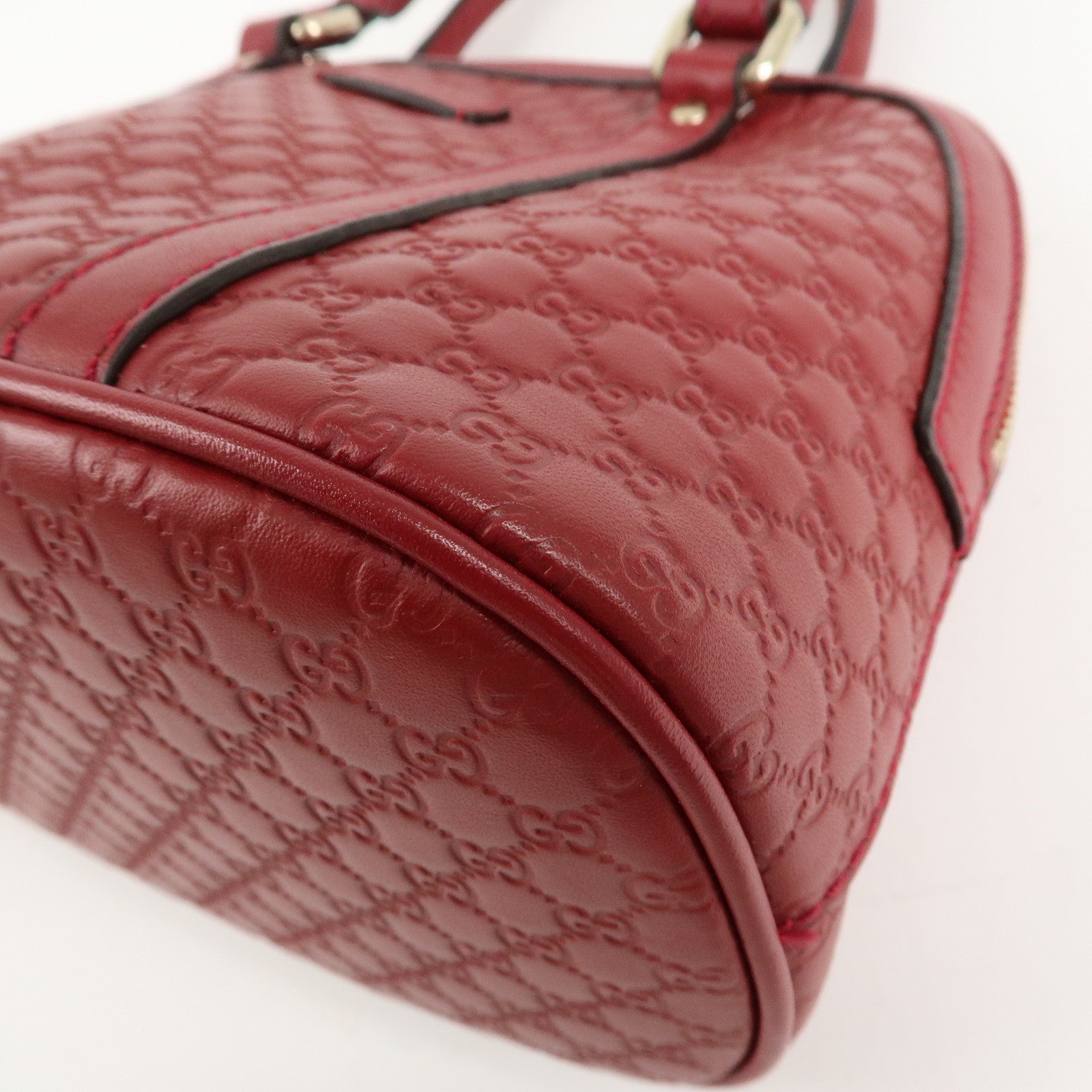 GUCCI Micro Guccissima Leather 2Way Hand Shoulder Bag Red 449654 Used