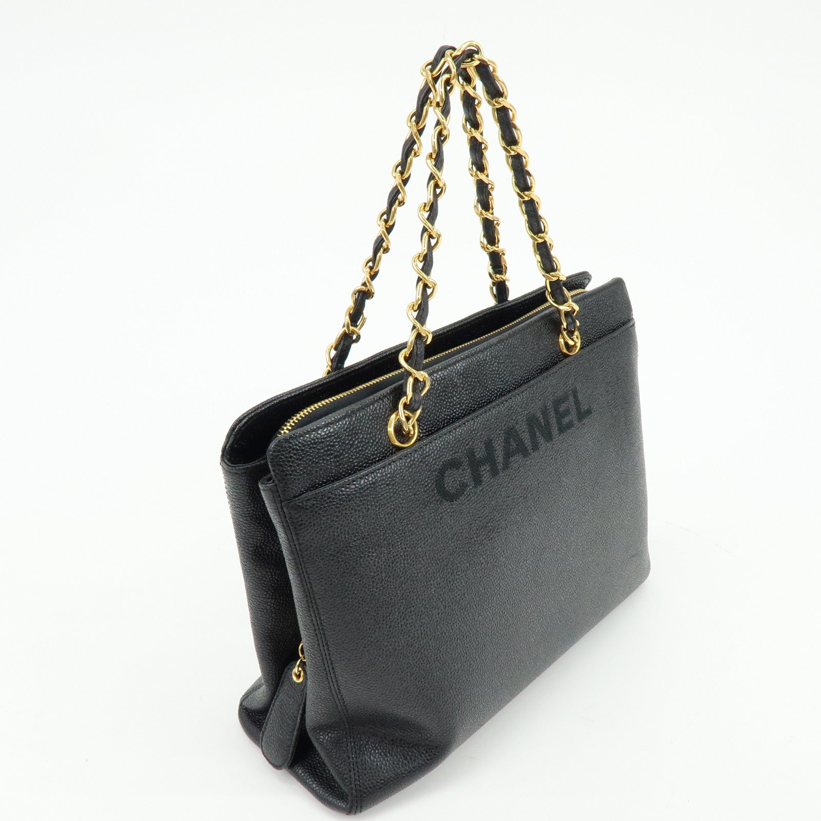 CHANEL Caviarskin Tote Bag Hand Bag Black A08913