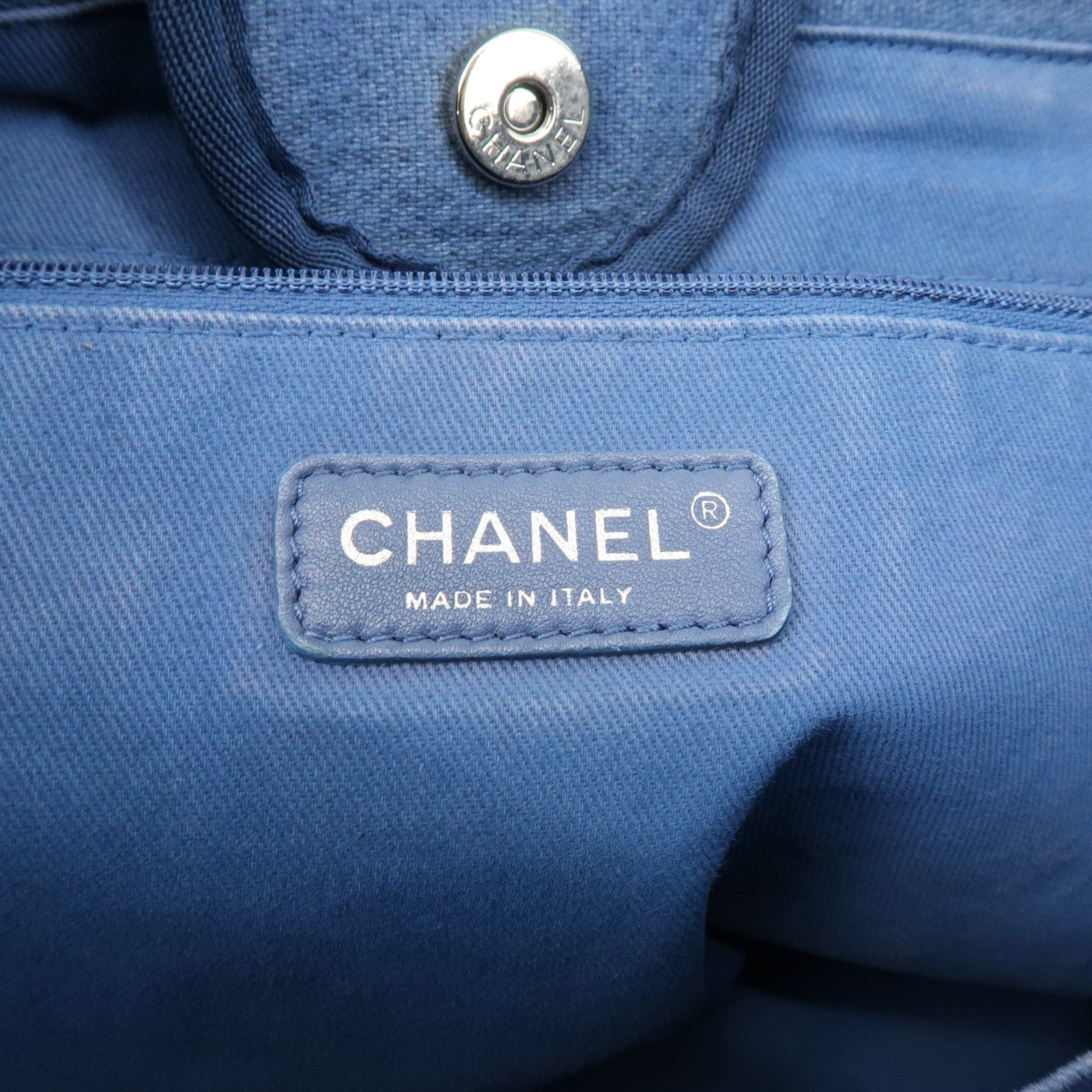 CHANEL Deauville GM Canvas Leather 2Way Tote Bag Blue A66941