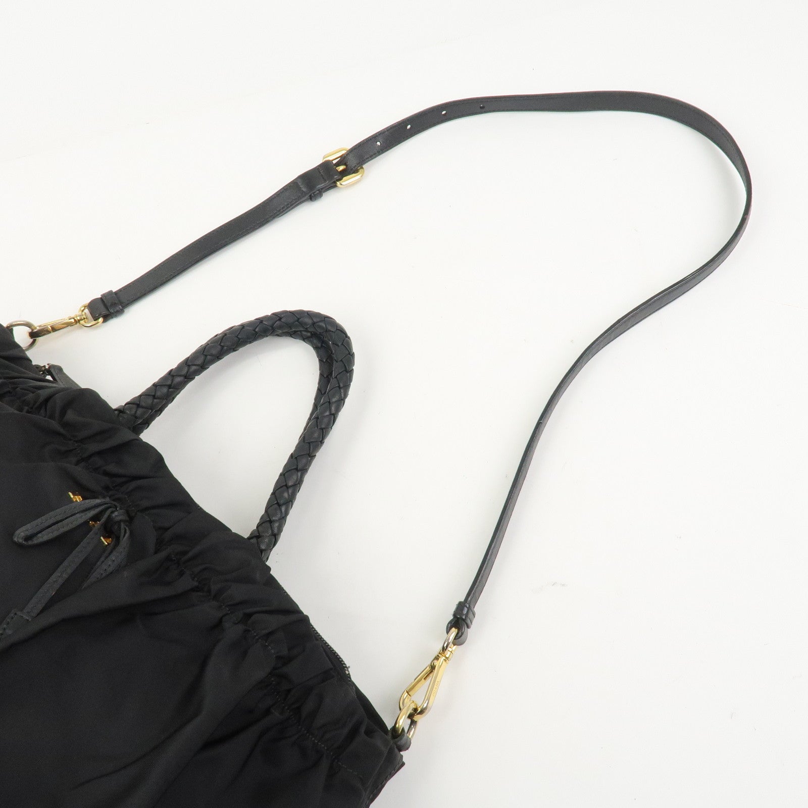 PRADA Tessuto Nylon Leather 2Way Bag Tote Bag Shoulder Bag BN1845