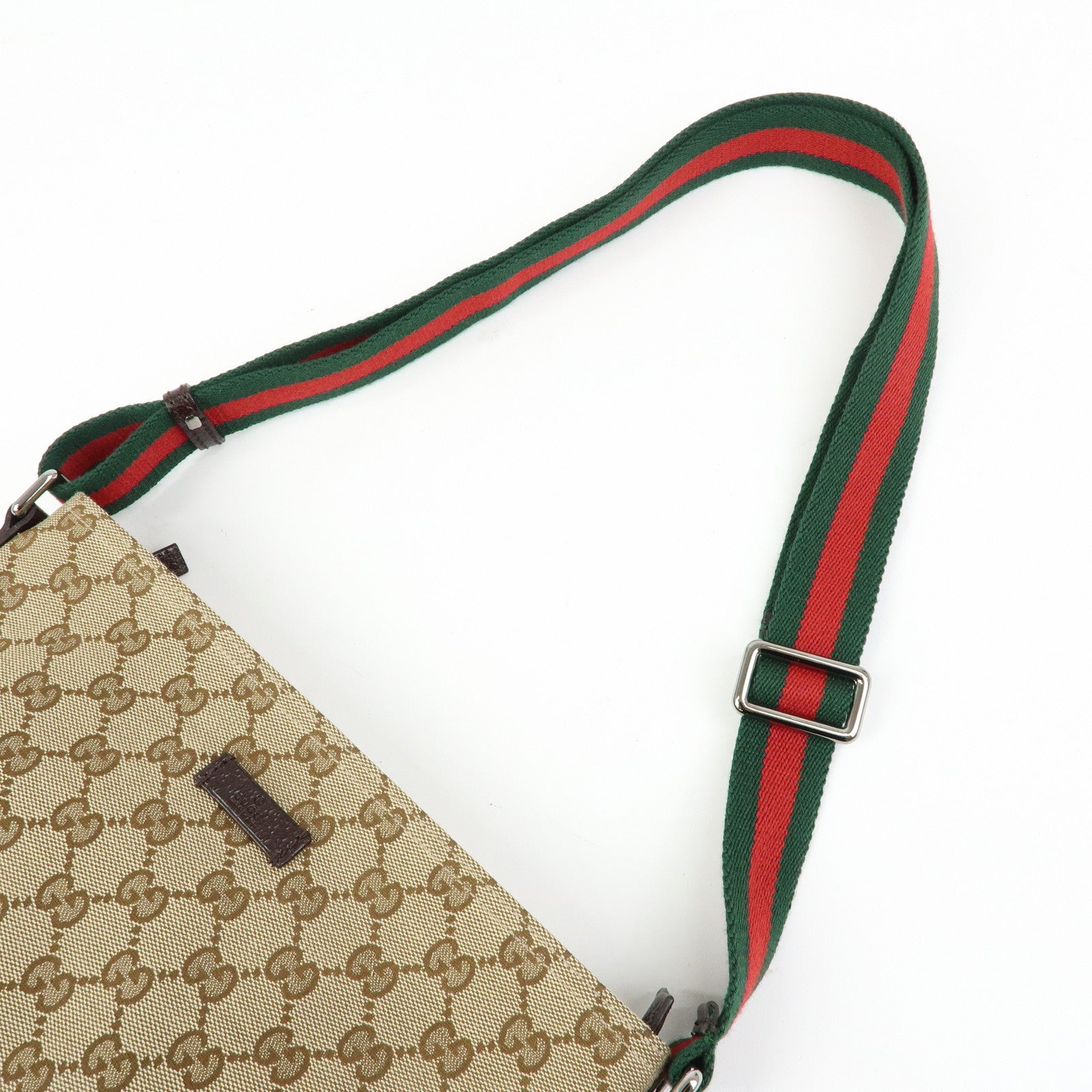 GUCCI Sherry GG Canvas Leather Shoulder Crossbody Bag Beige 189749