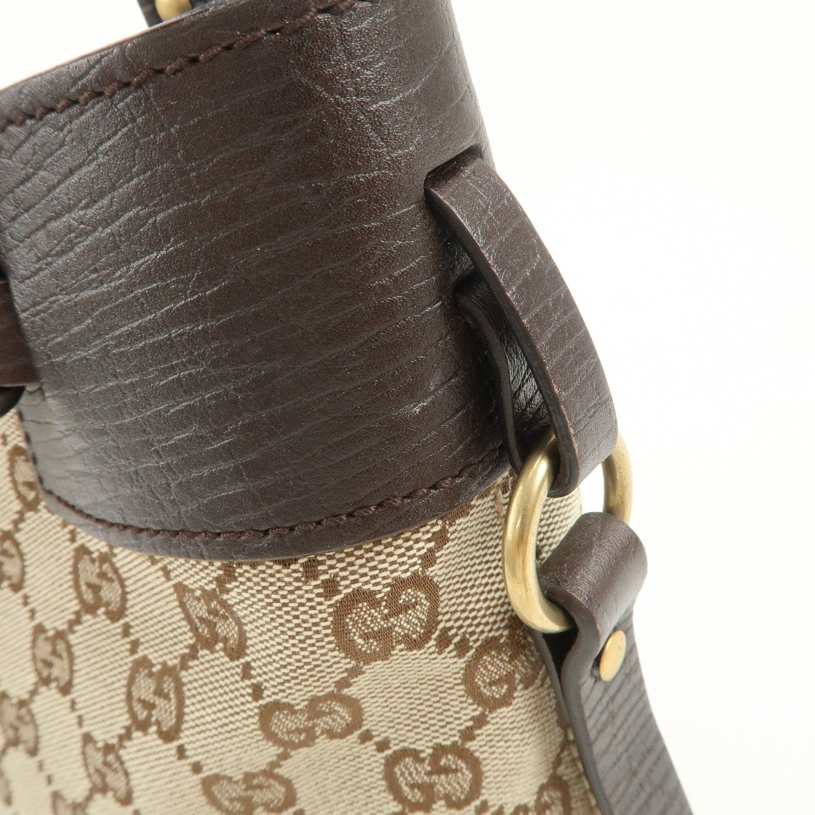 GUCCI GG Monogram Canvas Leather Tote Bag Shoulder Bag Beige 107757