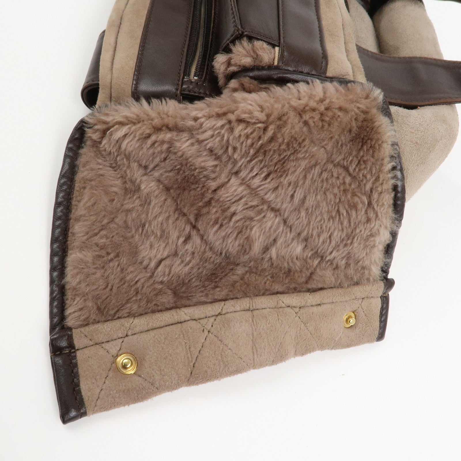 CHANEL COCO Mark Mouton Leather Hand Bag Tote Bag Brown