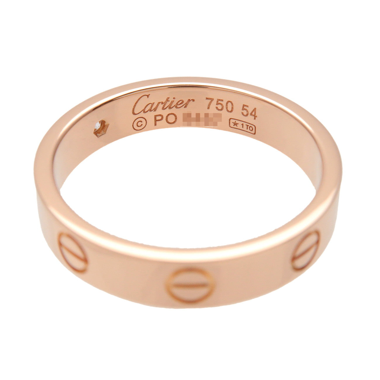 Cartier Mini Love 1P Diamond Ring K18 750PG Rose Gold #54 US7 EU54