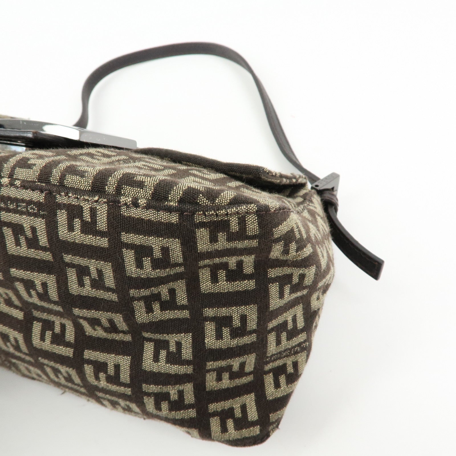 FENDI Mini Mamma Baguette Zucchino Canvas Shoulder Bag 8BR180