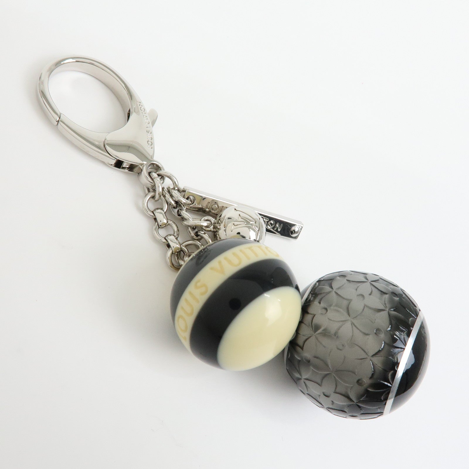 Louis Vuitton Metal Bag Charm Key Holder Black White M65701