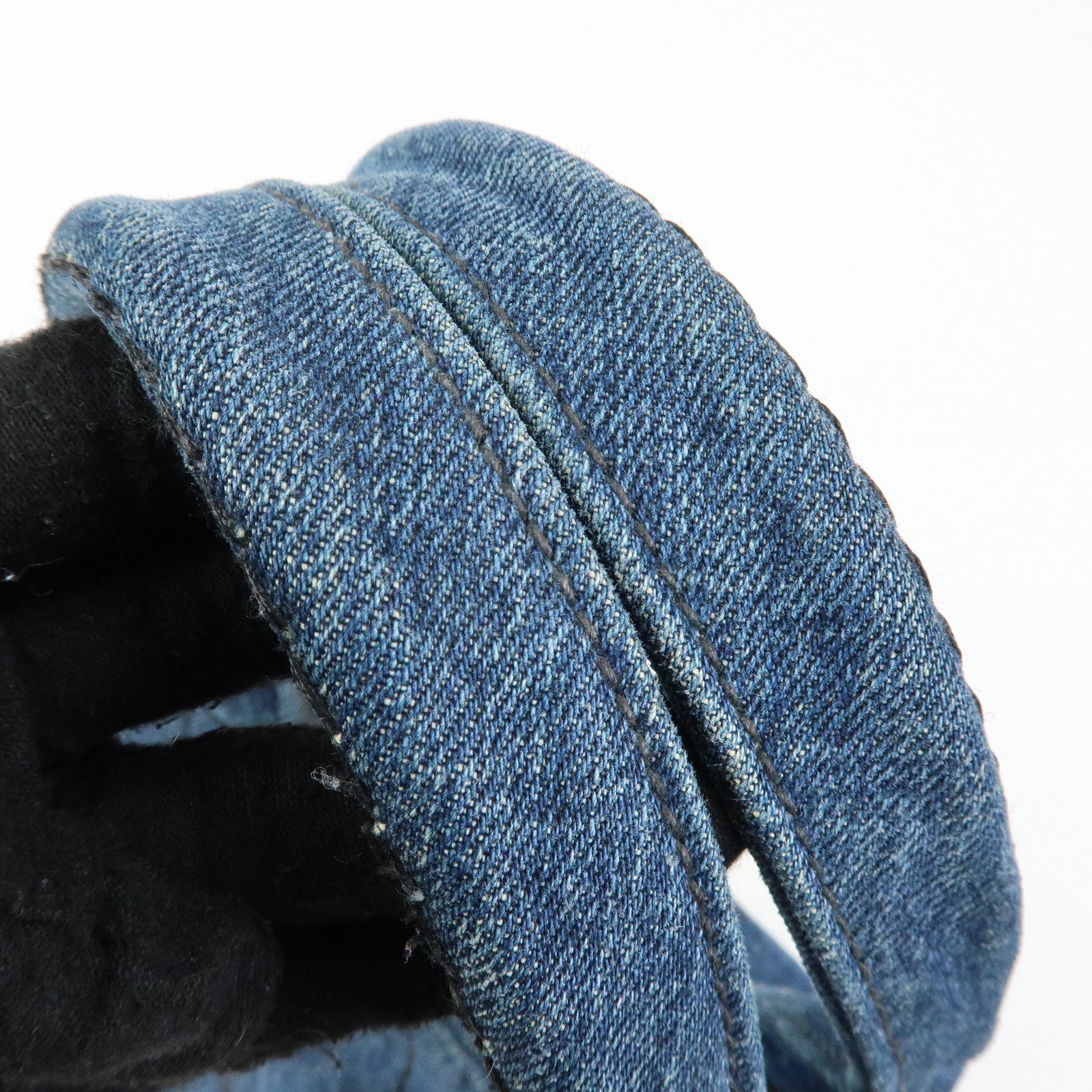 PRADA Triangle Logto Canapa Denim Tote Bag Hand Bag Blue B1877B