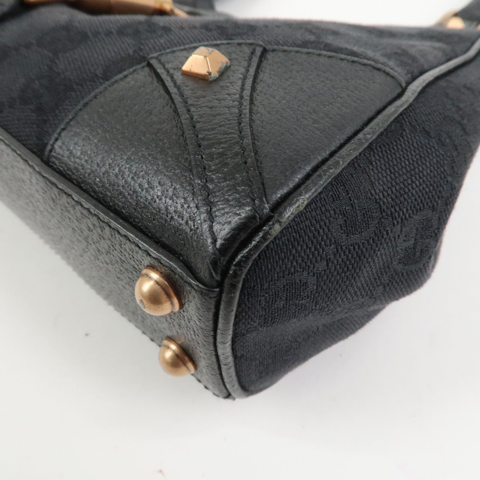 GUCCI New Jackie GG Canvas Shoulder Bag Hand Bag Black 124409