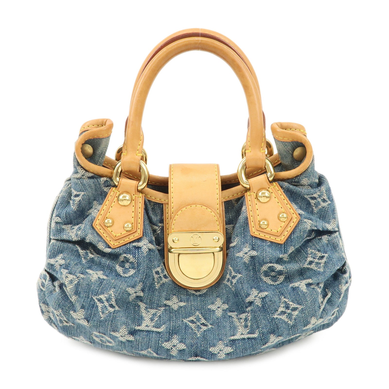 Louis Vuitton Monogram Denim Pleaty Hand Bag Blue M95020