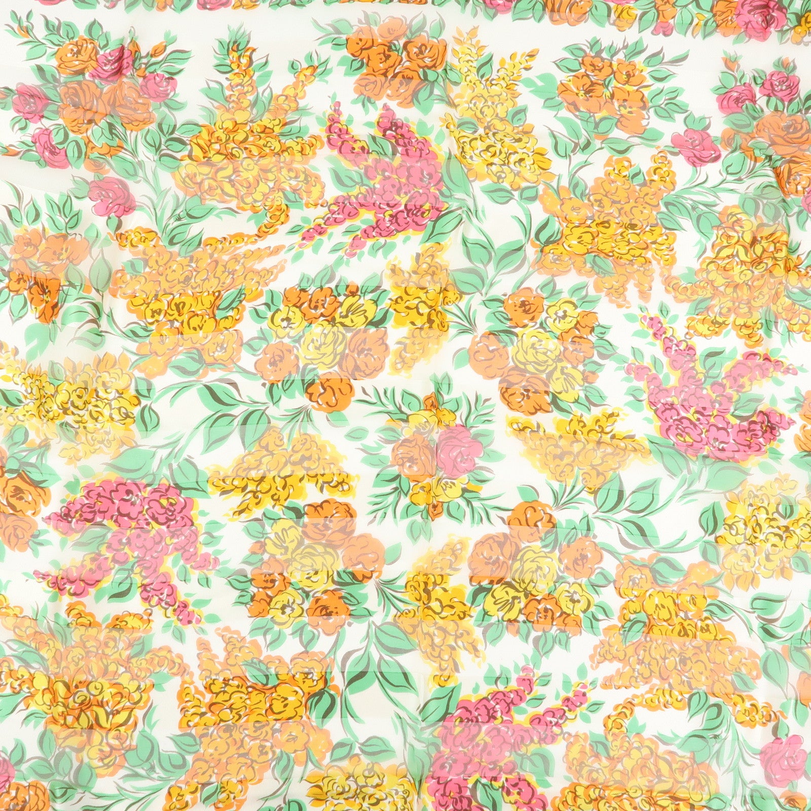 SAINT LAURENT PARIS YSL YVES Silk 100% Scarf Floral Motif Pink