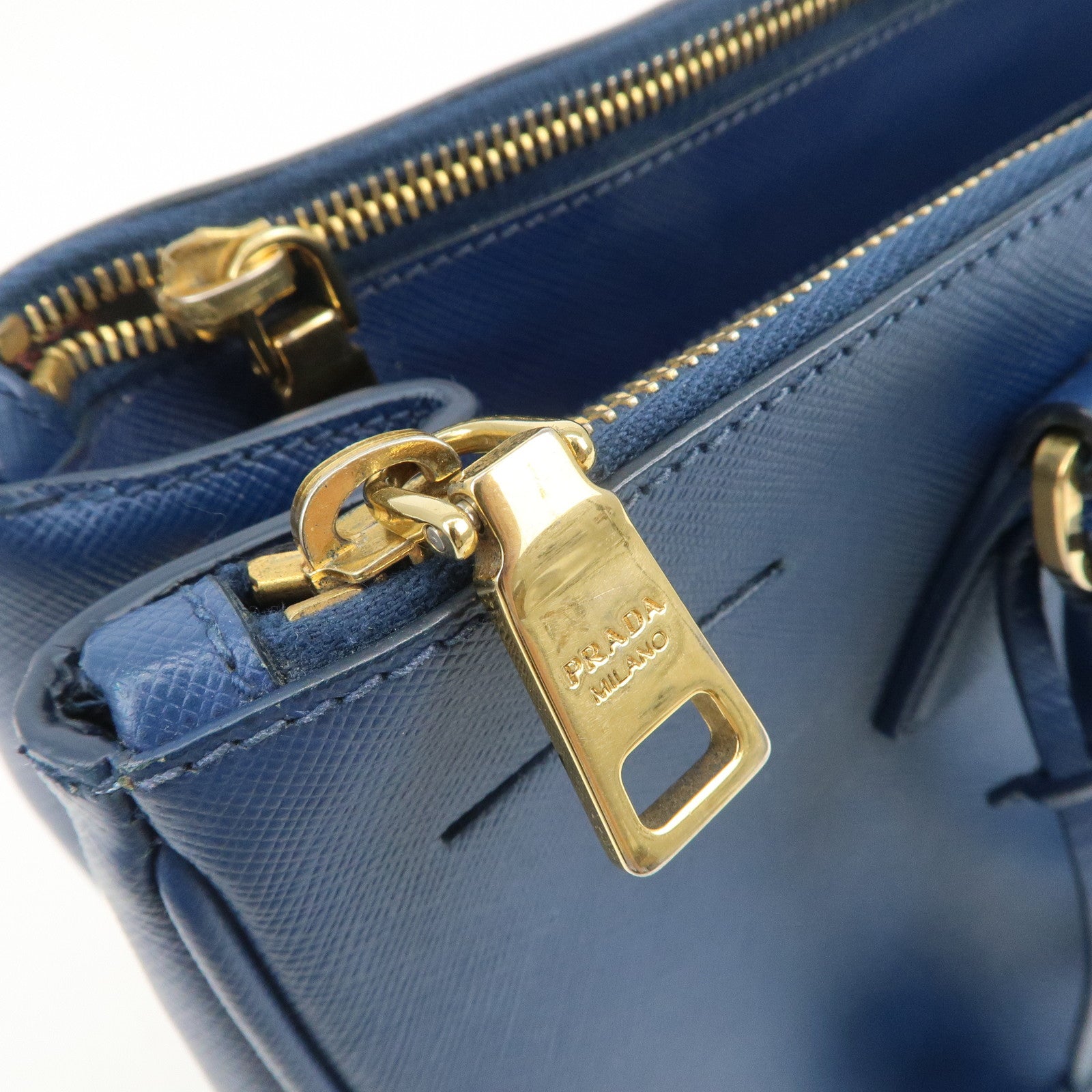 PRADA Triangle Logo Saffiano Leather 2Way Bag Shoulder Bag Blue