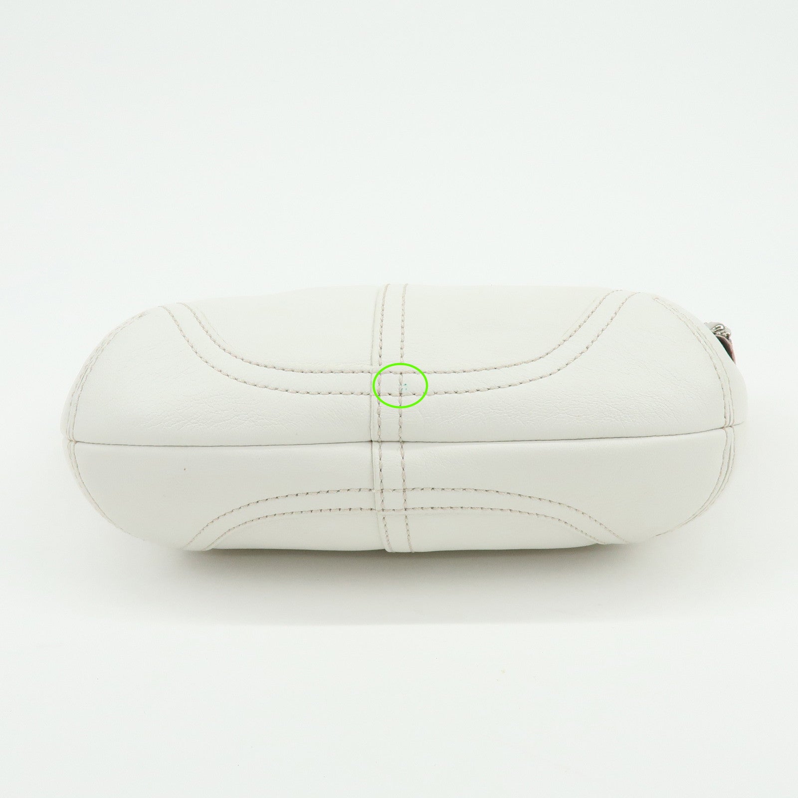 COACH Leather Shoulder Bag Hand Bag White Camel