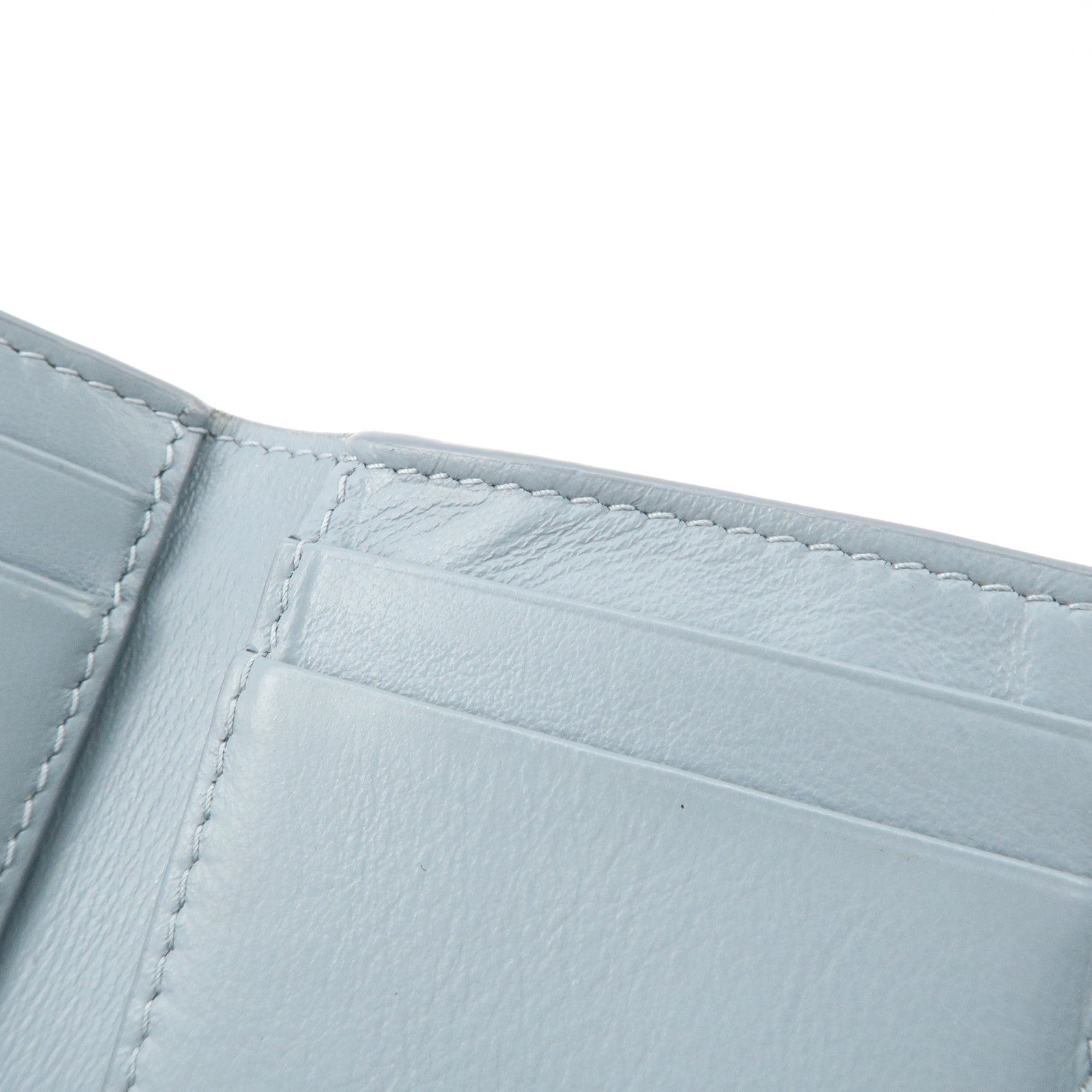 Christian Dior Cannage Patent Leather Compact Wallet Blue Used