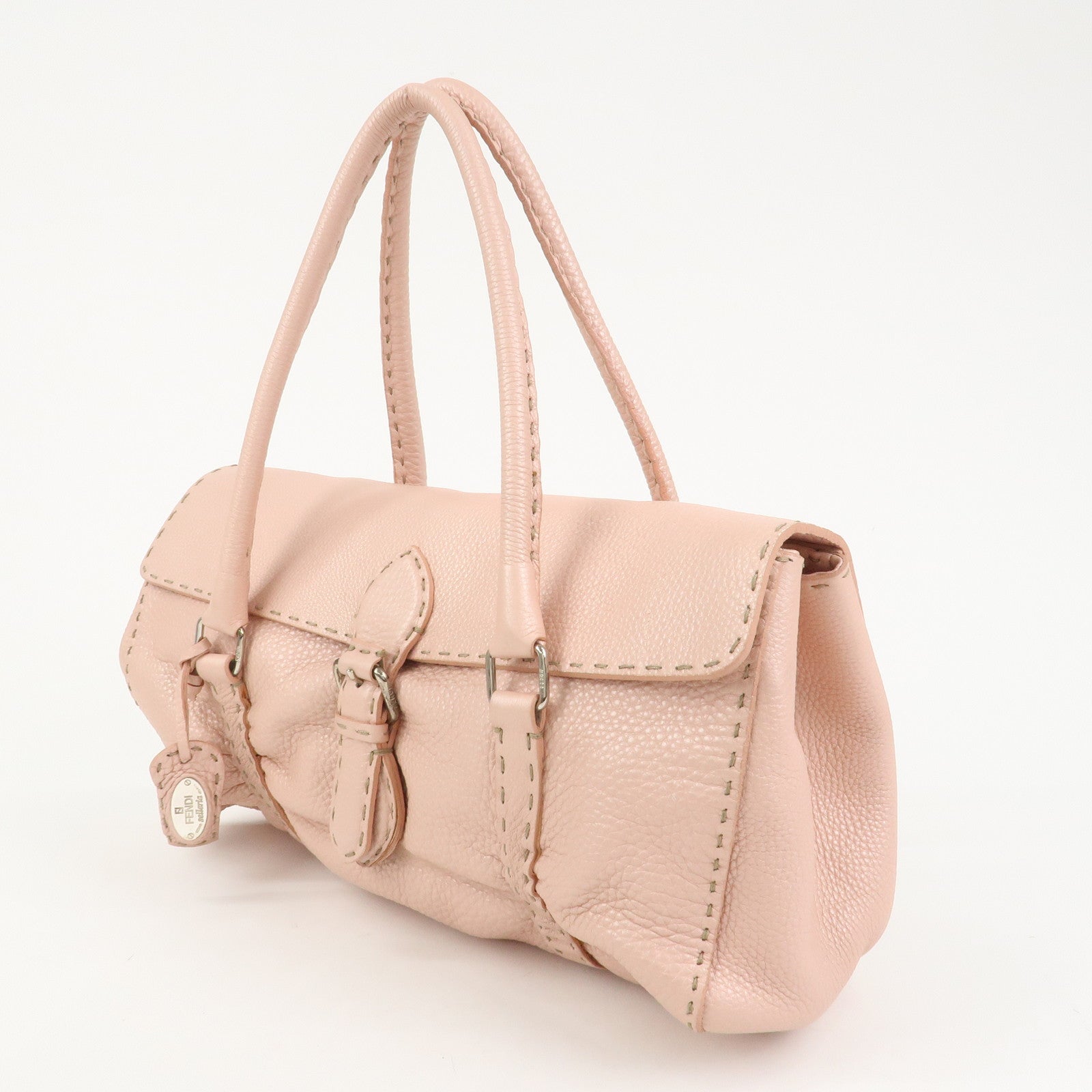 FENDI Seleria Linda Leather Shoulder Bag Hand Bag Pink 8BR442
