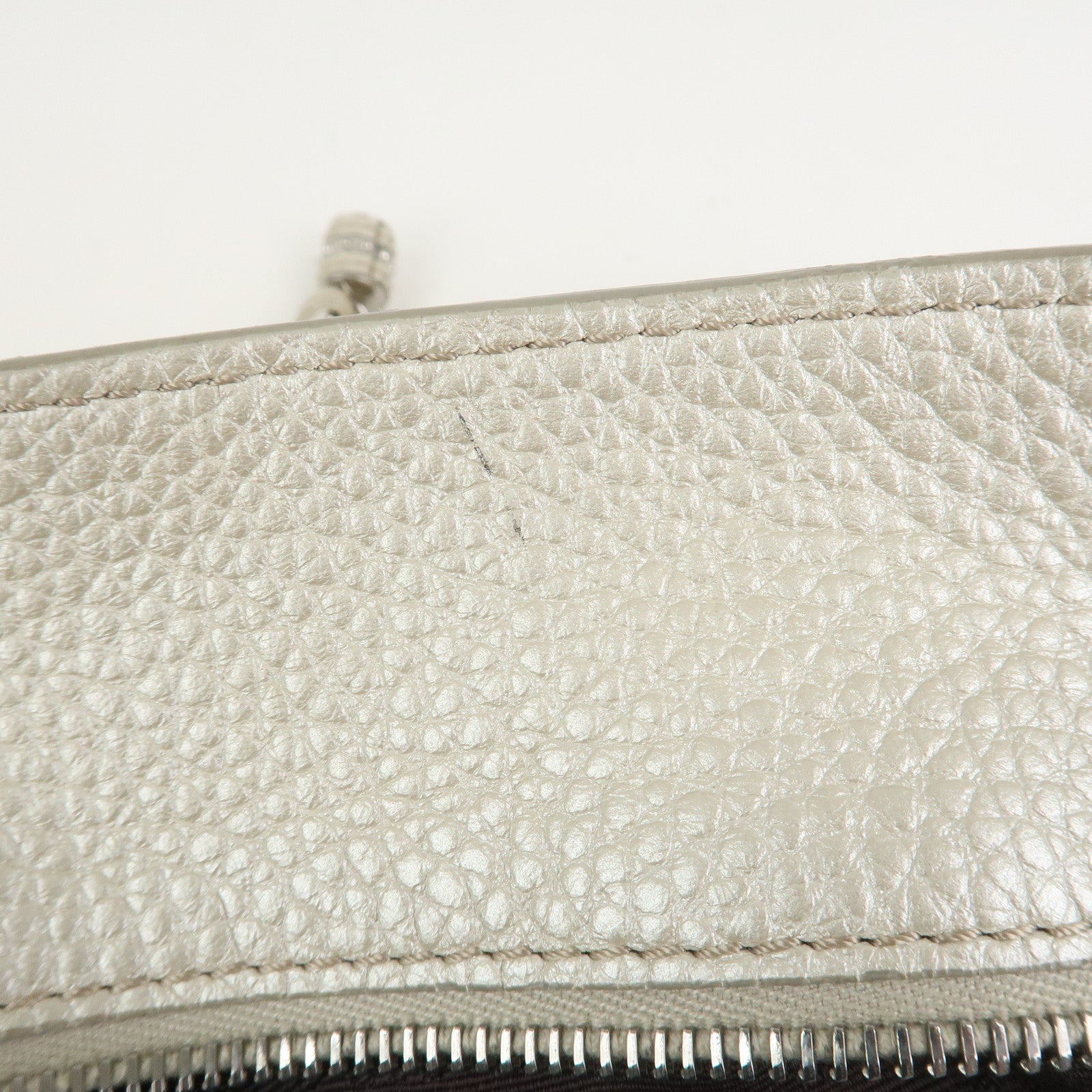 CELINE Logo Leather Bittersweet Shoulder Bag Tote Bag Silver