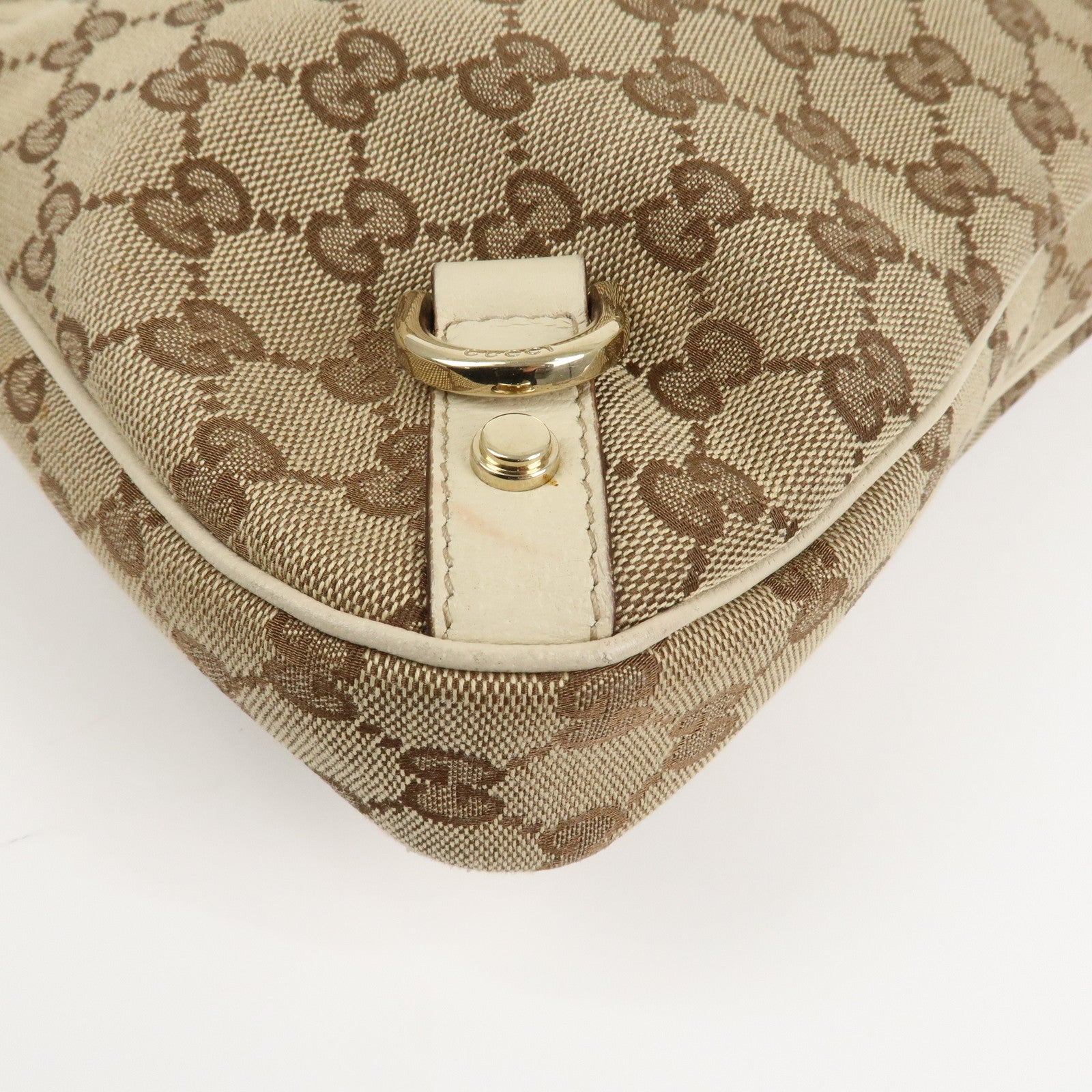 GUCCI Abbey GG Canvas Leather Shoulder Bag Beige Ivory 130738 Used