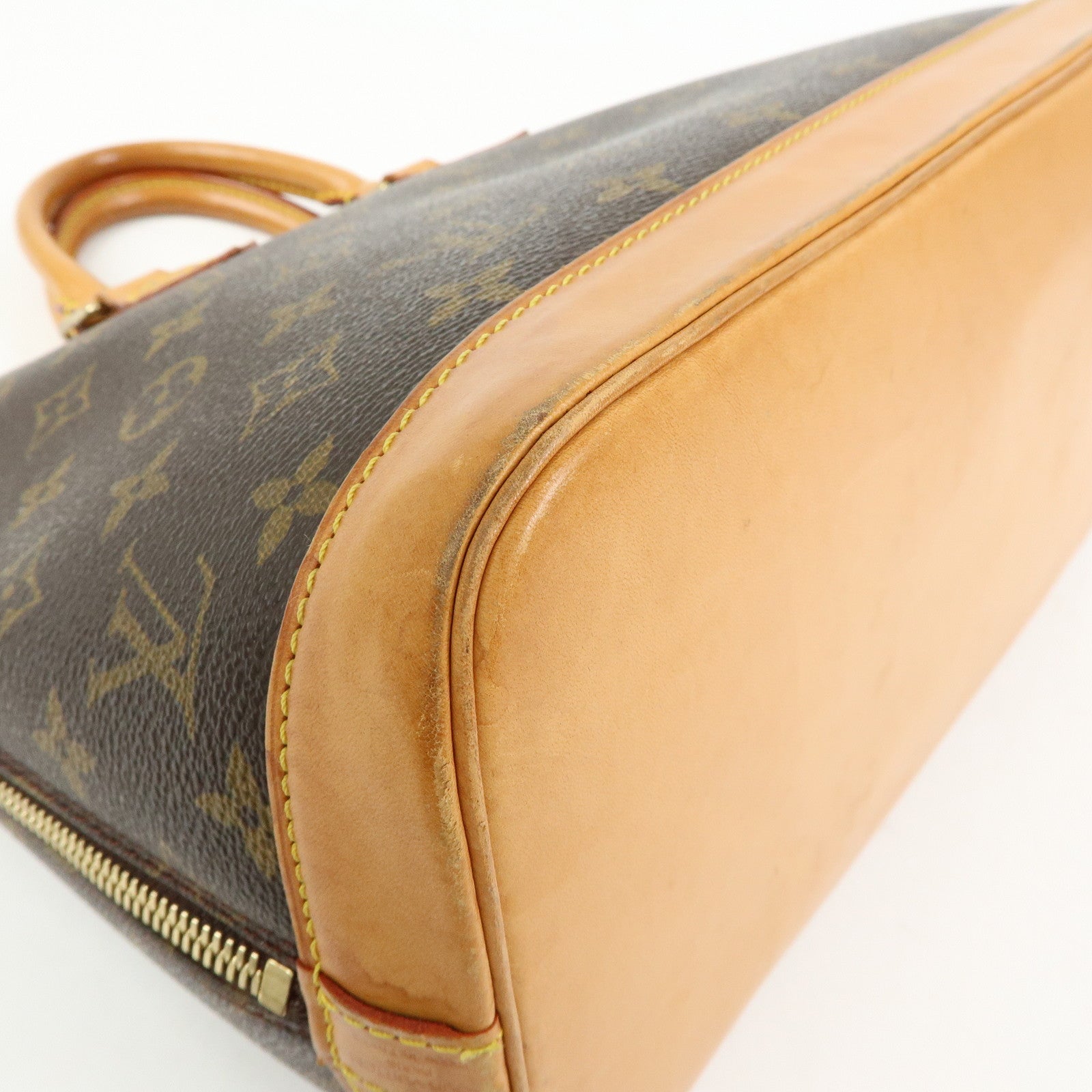 Louis Vuitton Monogram Canvas Leather Alma PM Hand Bag Brown M51130