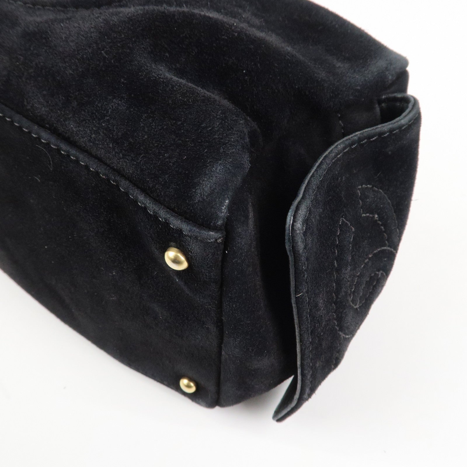 CHANEL COCO Mark Suede Leather Chain Shoulder Bag Black