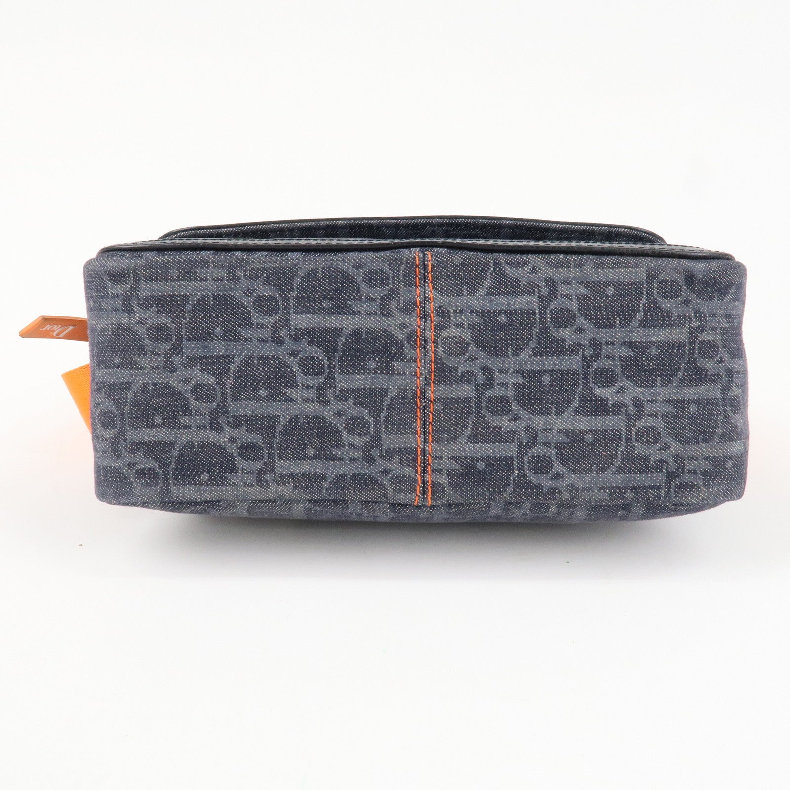 Christian Dior Flight Line Trotter Denim Leather Shoulder Bag Indigo Blue Orange Used