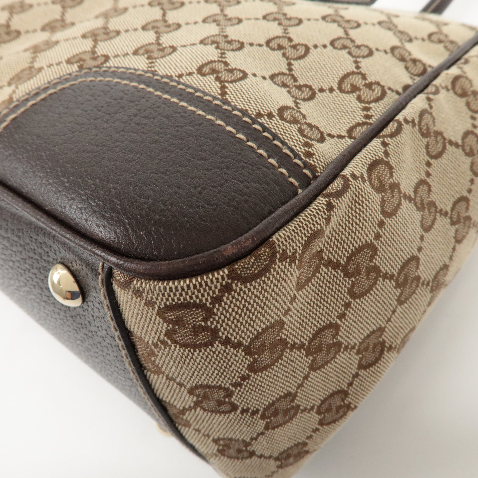 GUCCI Princy Sherry GG Canvas Leather Tote Bag Beige 177052 Used