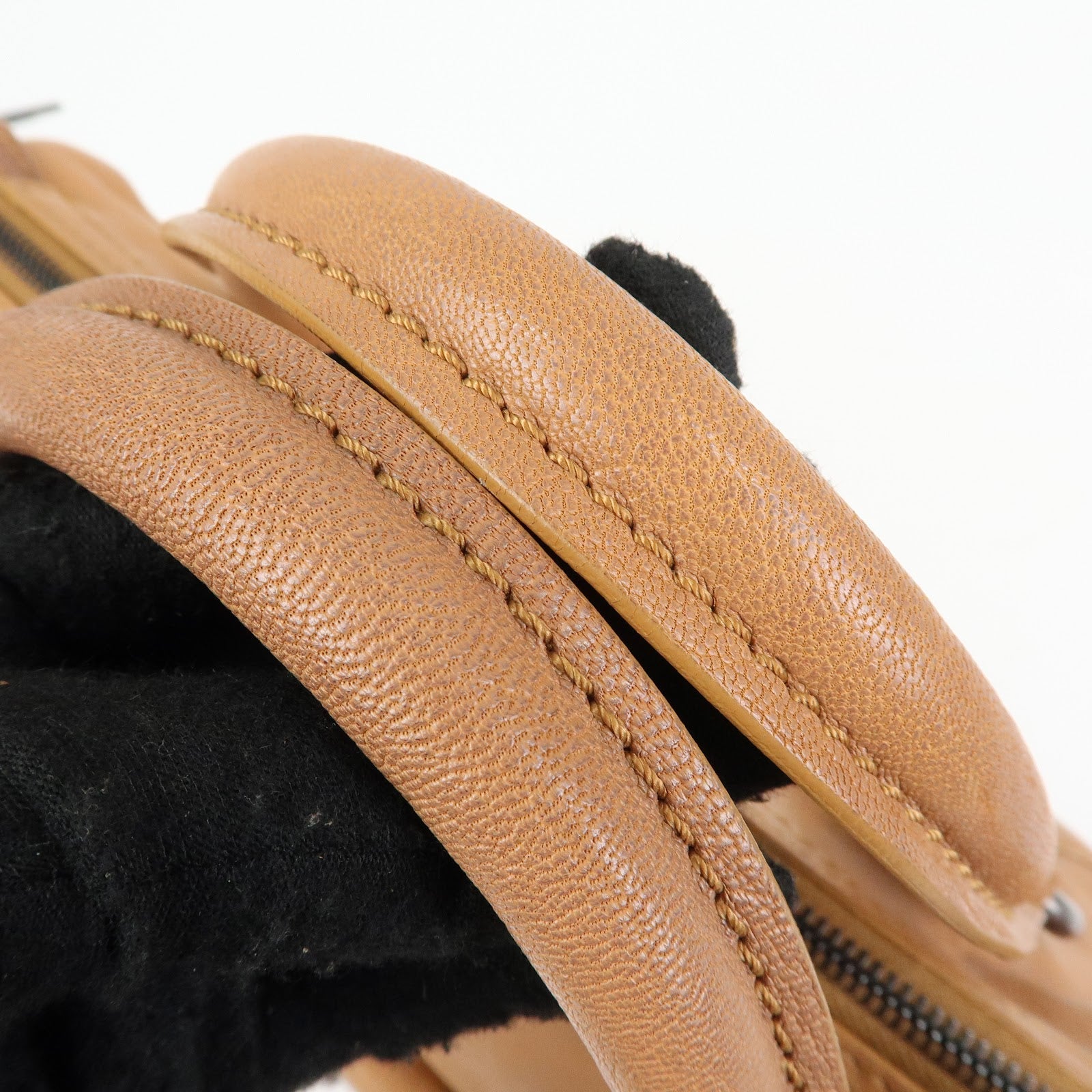 CELINE Logo Leather Hand Bag Boston Bag Hand Bag Brown