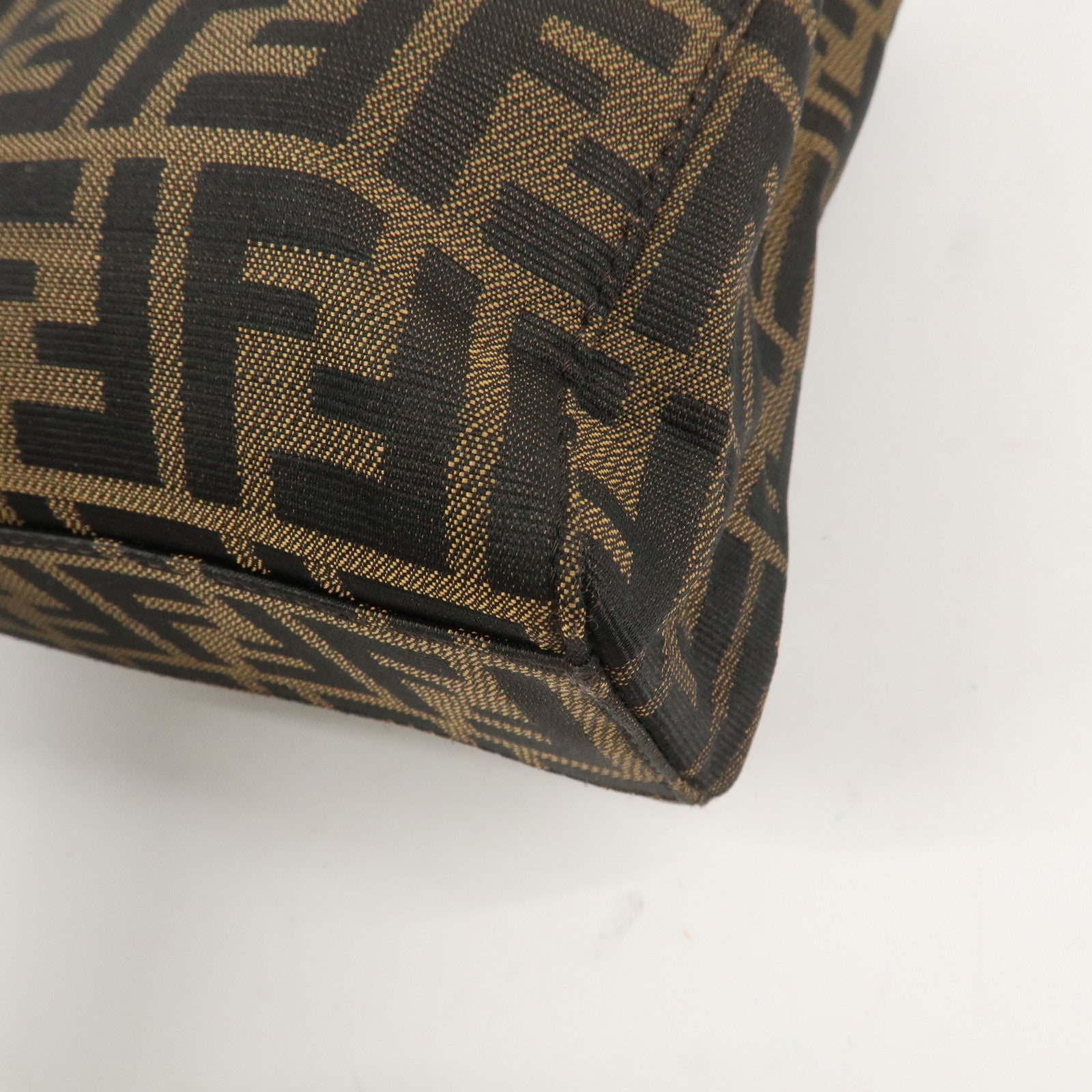 FENDI Zucca Canvas Leather Hand Bag Tote Bag Brown 8BH072