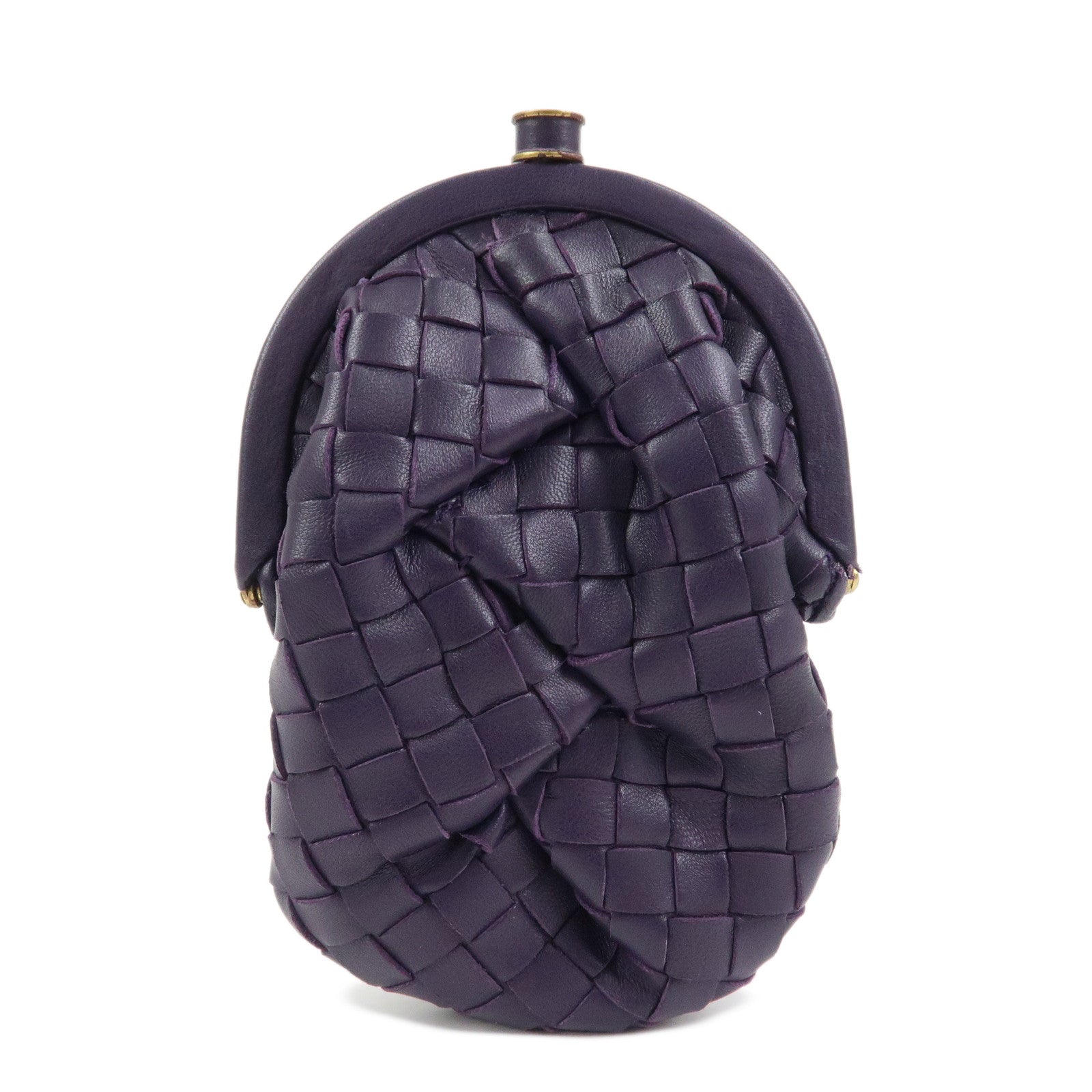 BOTTEGA VENETA Intrecciato Leather Coin Case Purple 203783