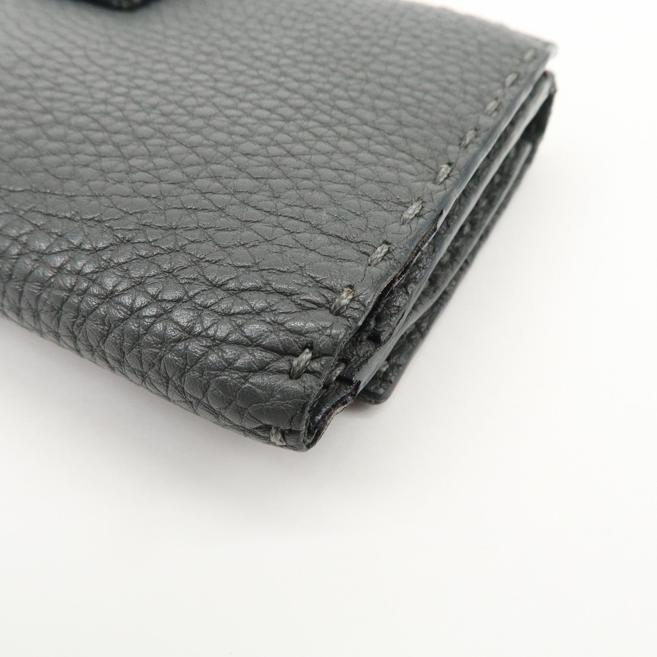 FENDI Selleria Leather Peekaboo Bi-Fold Long Wallet Gray 8M0308