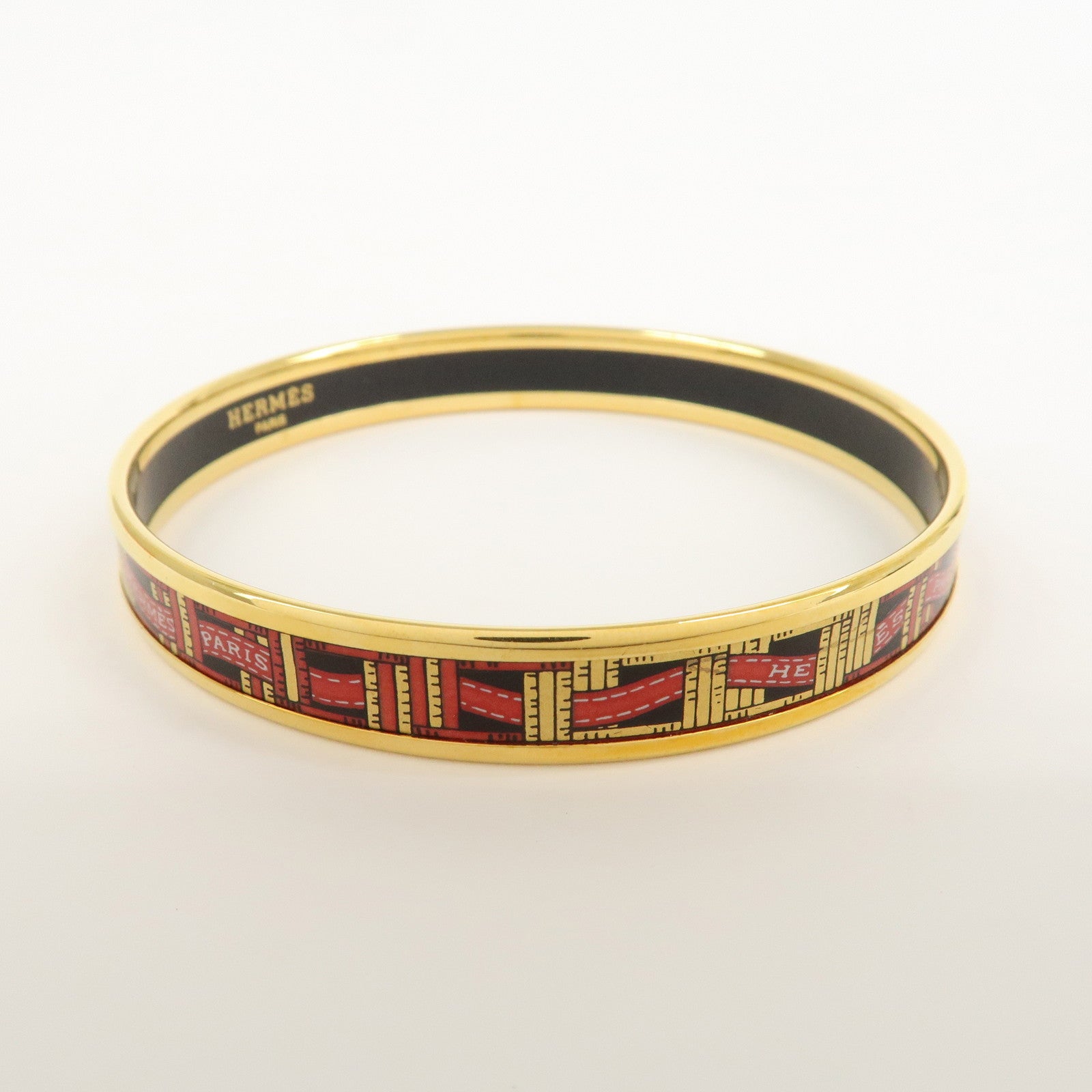 HERMES Email PM Bracelet Bangle Red Black