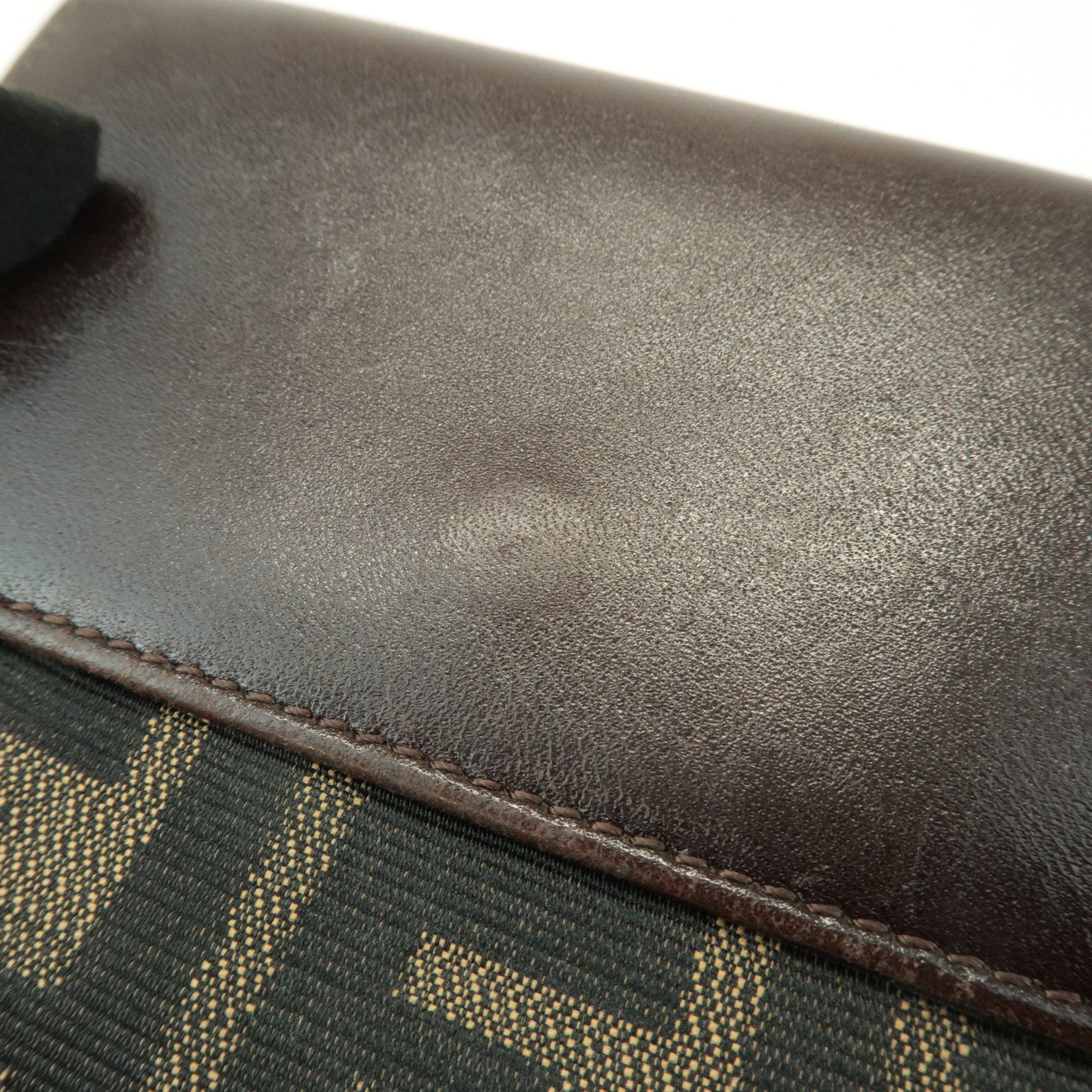 FENDI Zucca Leather Canvas Double Hook Bi-fold Wallet Brown 30795 Used