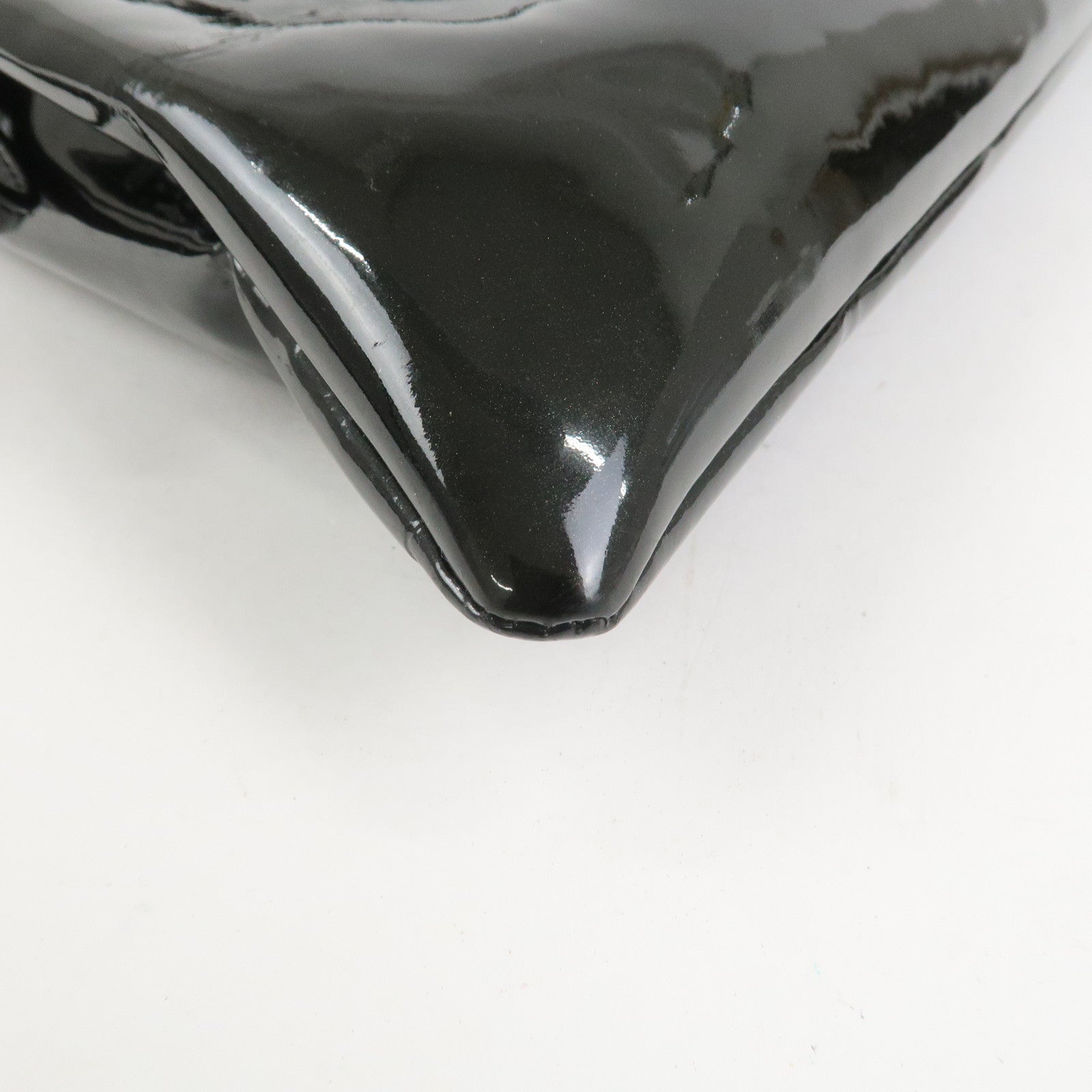 CHANEL COCO Mark Patent Leather Rhinestone Tote Bag Black