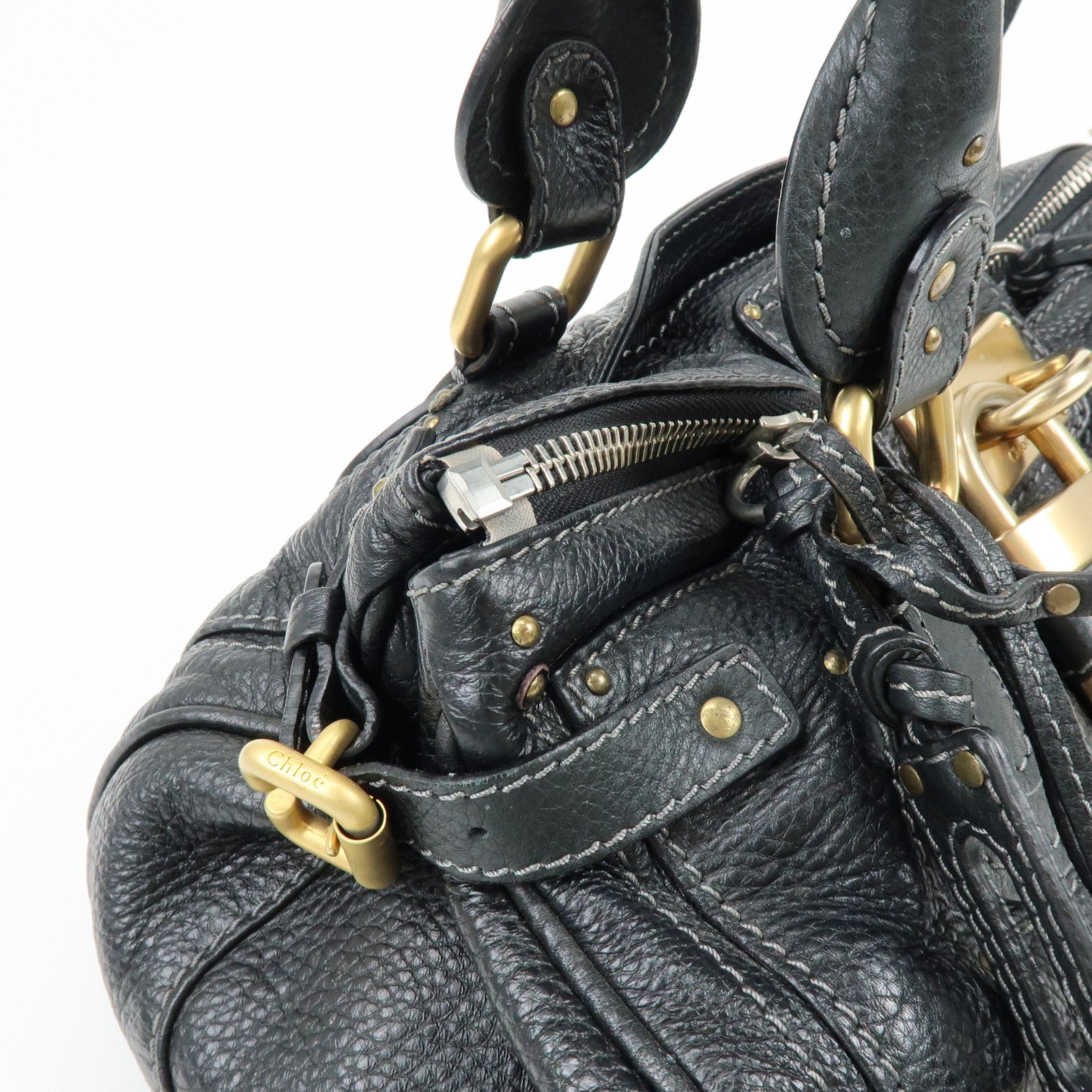 Chloe Paddington Leather Hand Bag Shoulder Bag Black