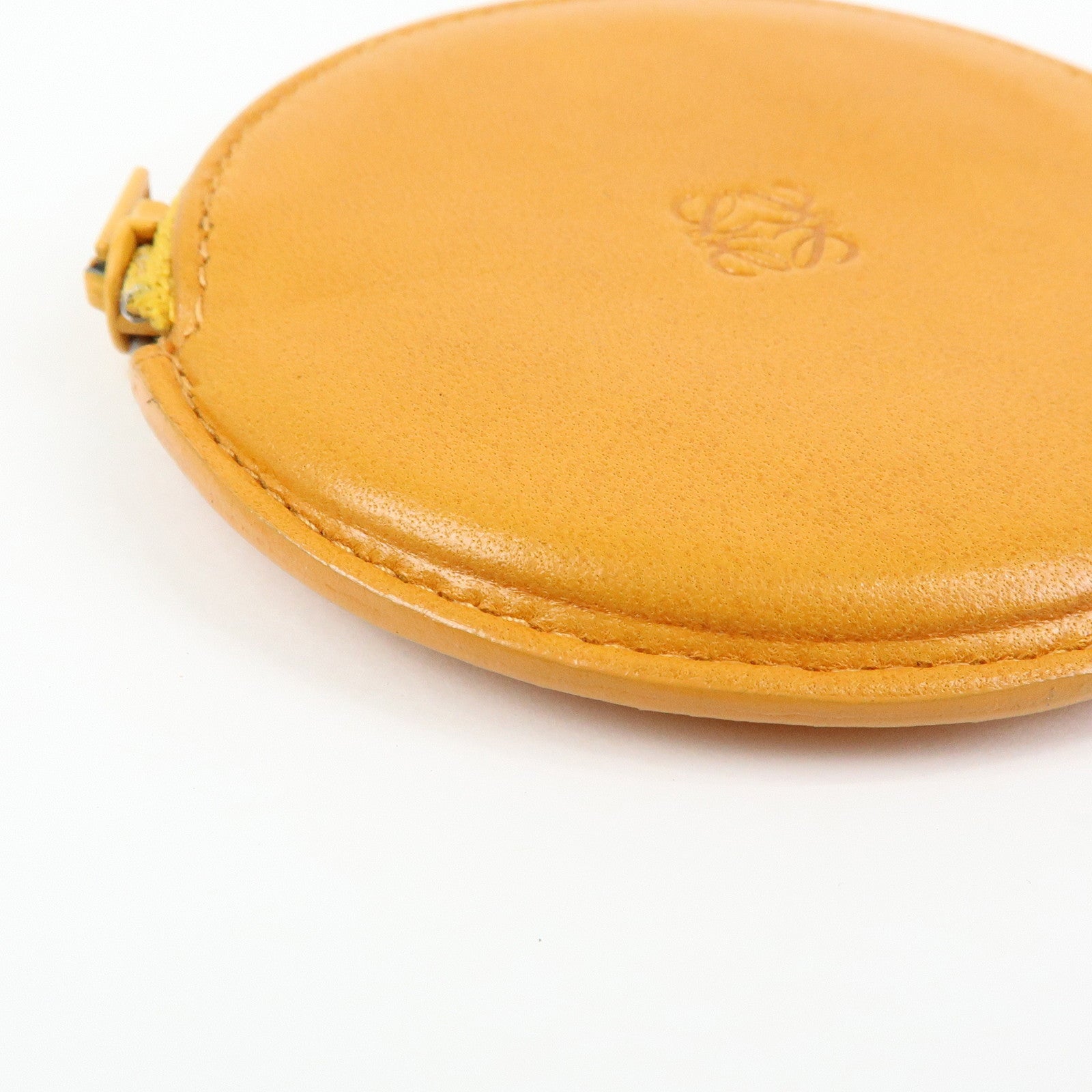 LOEWE Anagram Set of 2 Leather Suede Coin Case Brown Orange