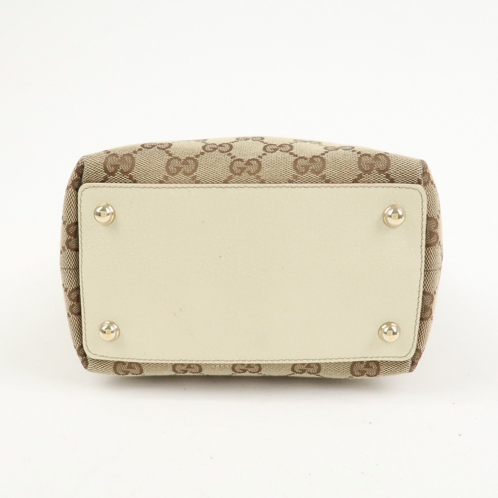 GUCCI GG Monogram Canvas Leather Tote Bag Hand Bag Brown 120840