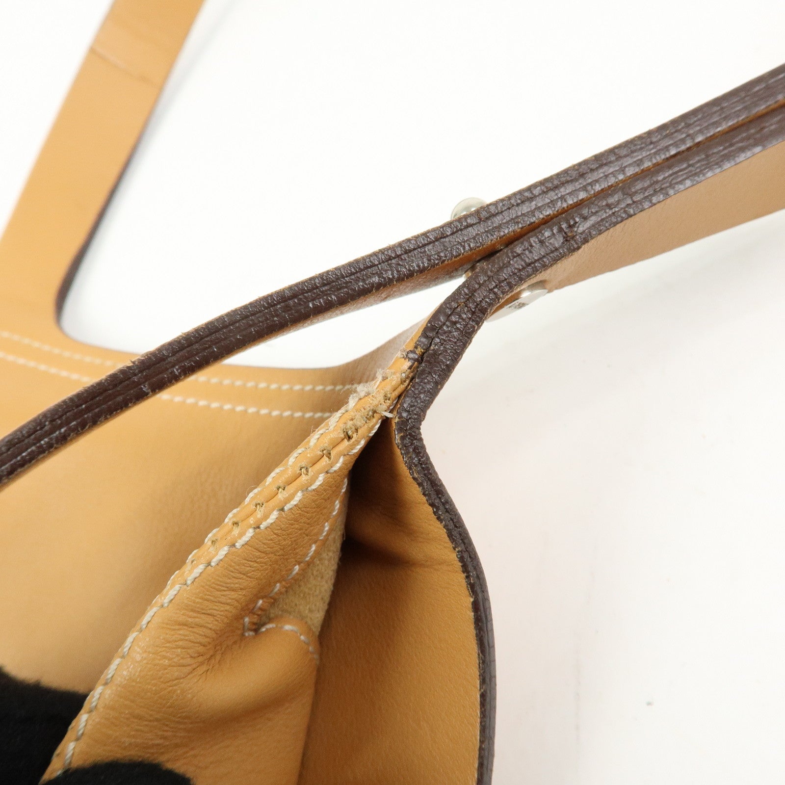 LOEWE Leather Shoulder Bag Crossbody Bag Camel Brown