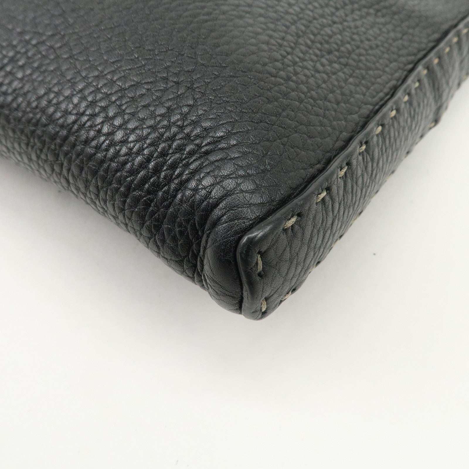 FENDI Selleria Leather Shoulder Bag Crossbody Bag Black 8BT109 Used