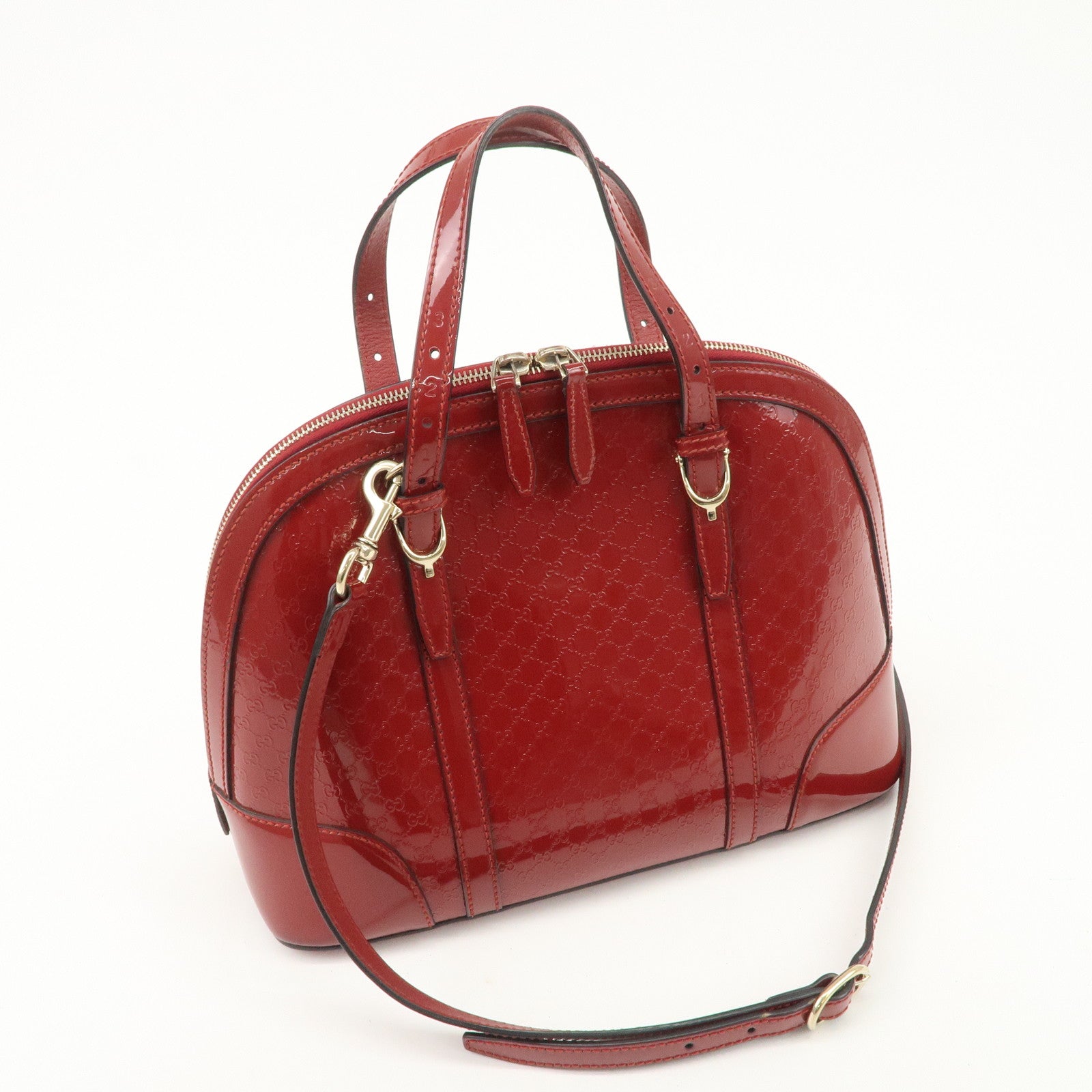 GUCCI Micro Guccissima Patent Leather 2way Hand Bag Red 309617 Used
