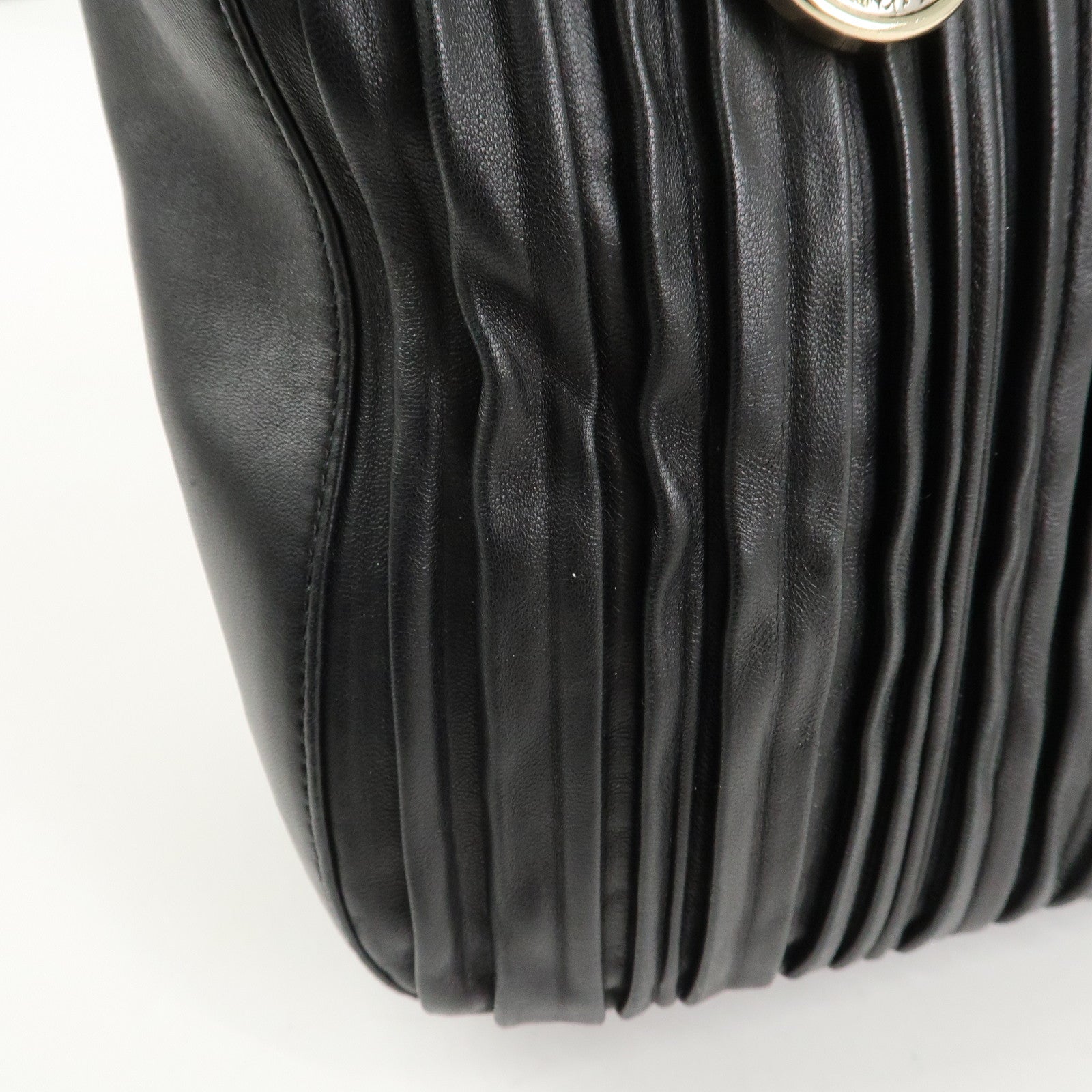 BVLGARI Monete Nappa Plisse Chain Shoulder Bag Tote Bag Black