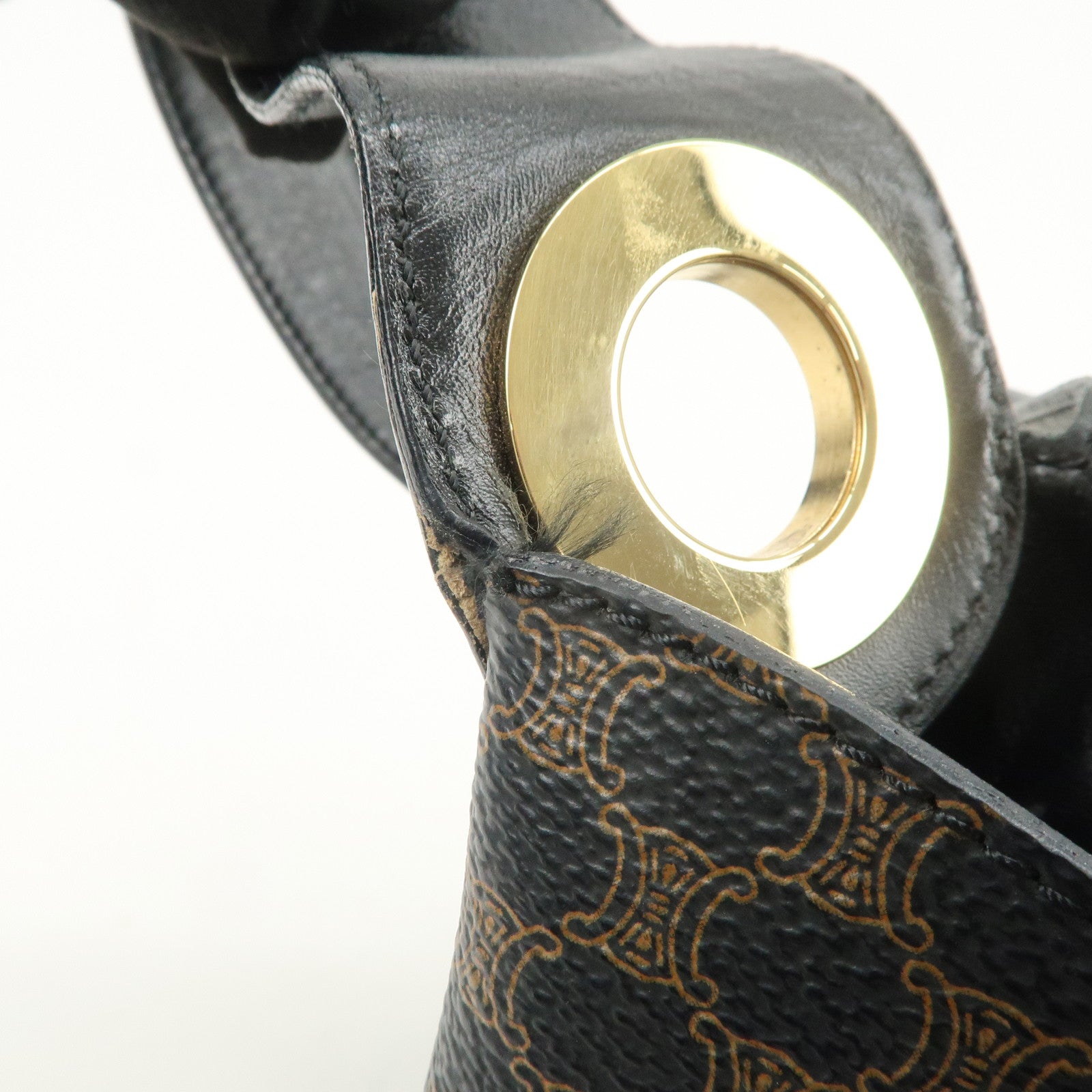 CELINE Macadam PVC Leather Shoulder Bag Hand Bag Black Brown