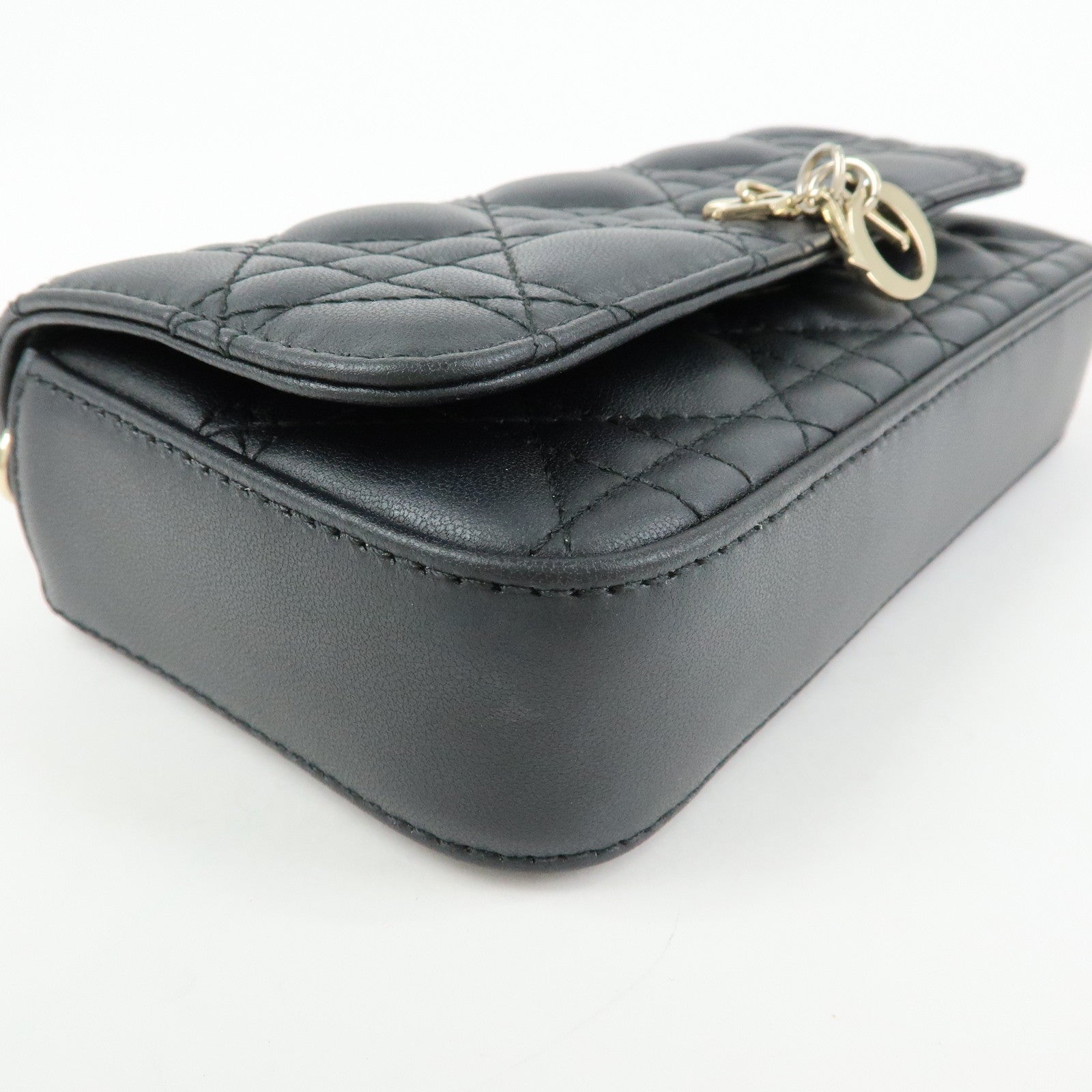 Christian Dior Canage My Dior Lamb Skin Dior Talk Phone Bag Black