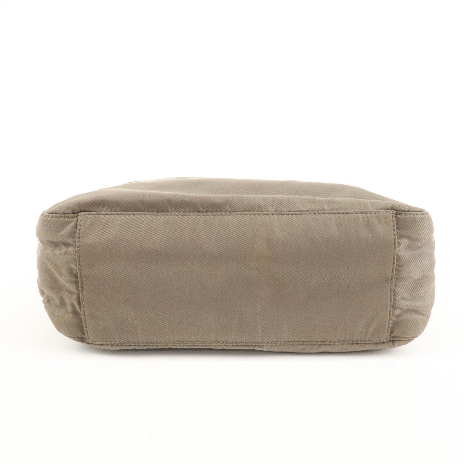 PRADA Triangle Logo Nylon Tote Bag Hand Bag Gray