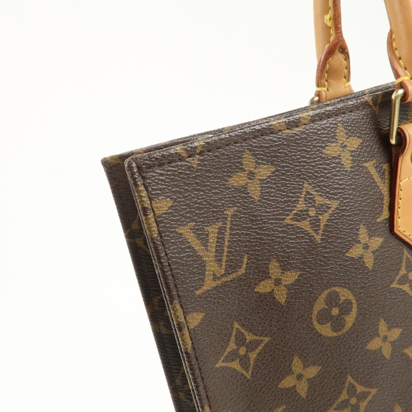 Louis Vuitton Monogram Sac Plat Tote Bag Hand Bag Brown M51140