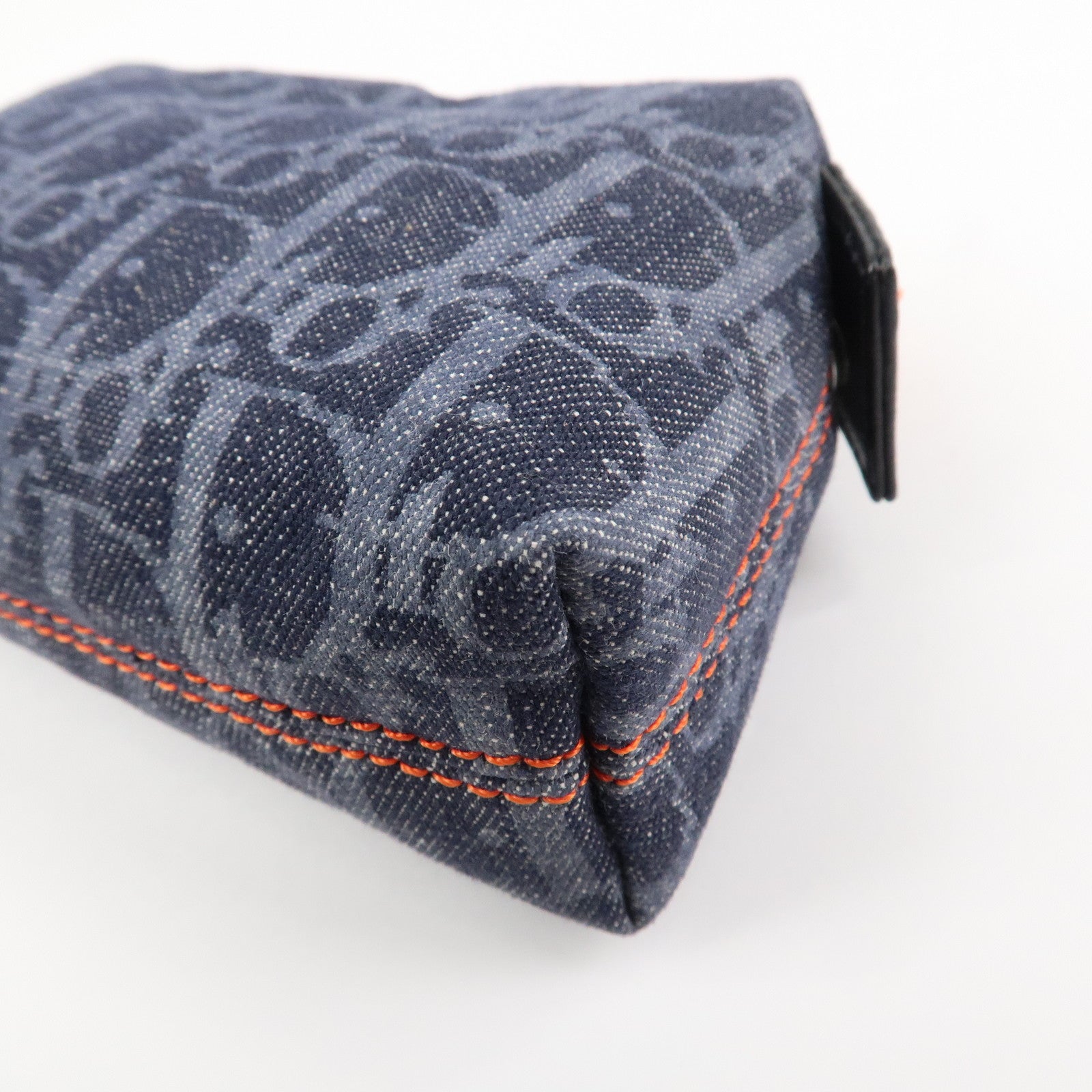 Christian Dior Denim Cosmetic Pouch Indigo Blue Orange