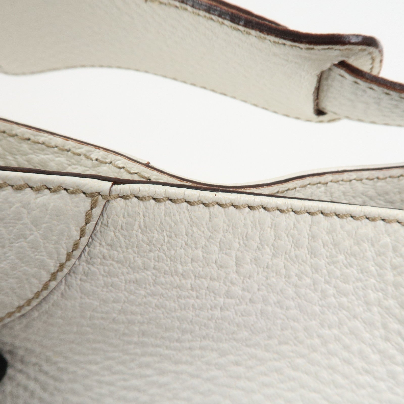 GUCCI Horsebit Leather Shoulder Bag Hand Bag White 137388