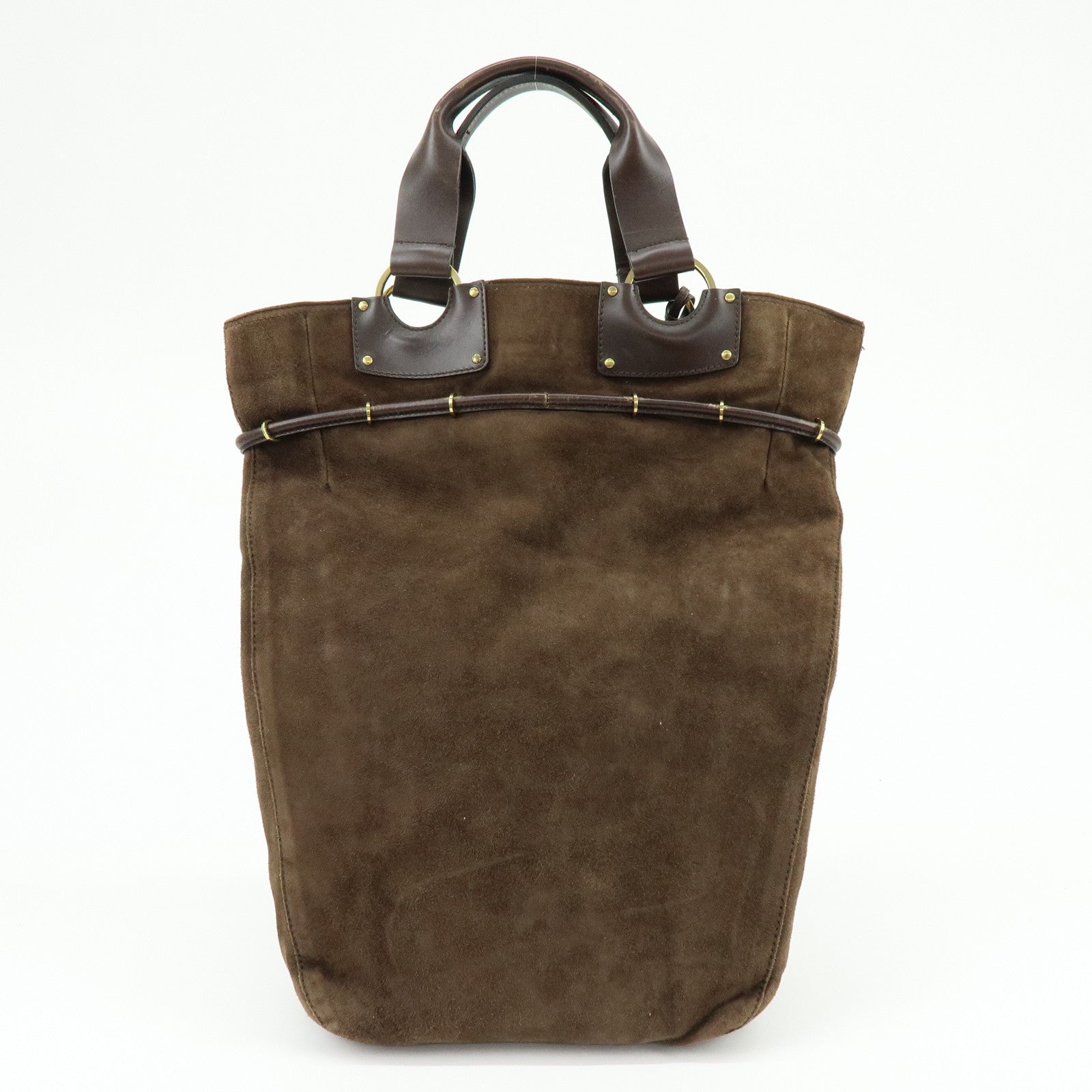 GUCCI Suede Leather Tote Bag Hand Bag Brown 95374