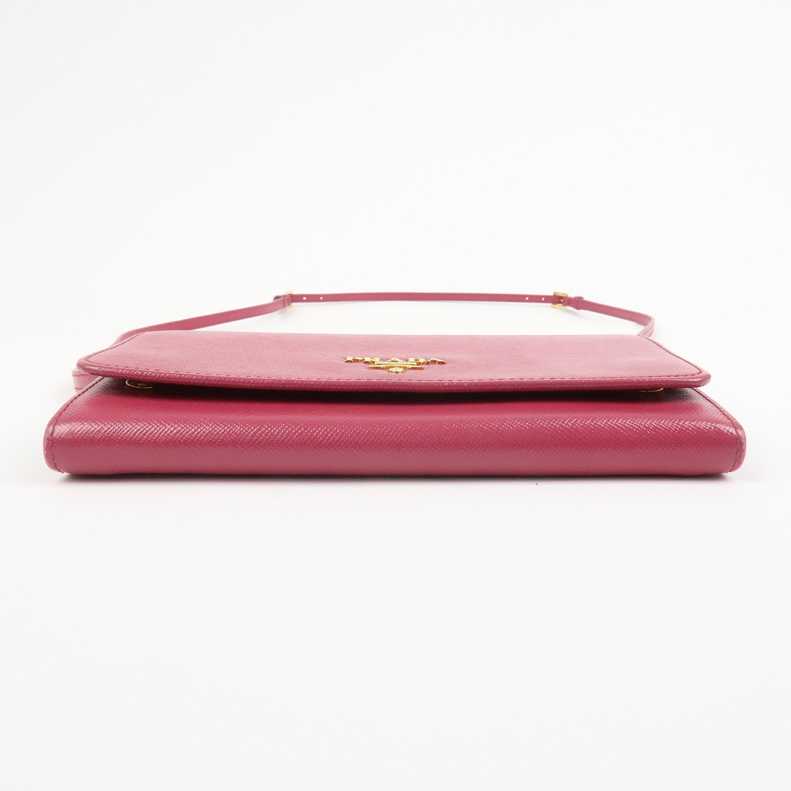 PRADA Logo Saffiano Leather Shoulder Long Wallet Pink 1M1437