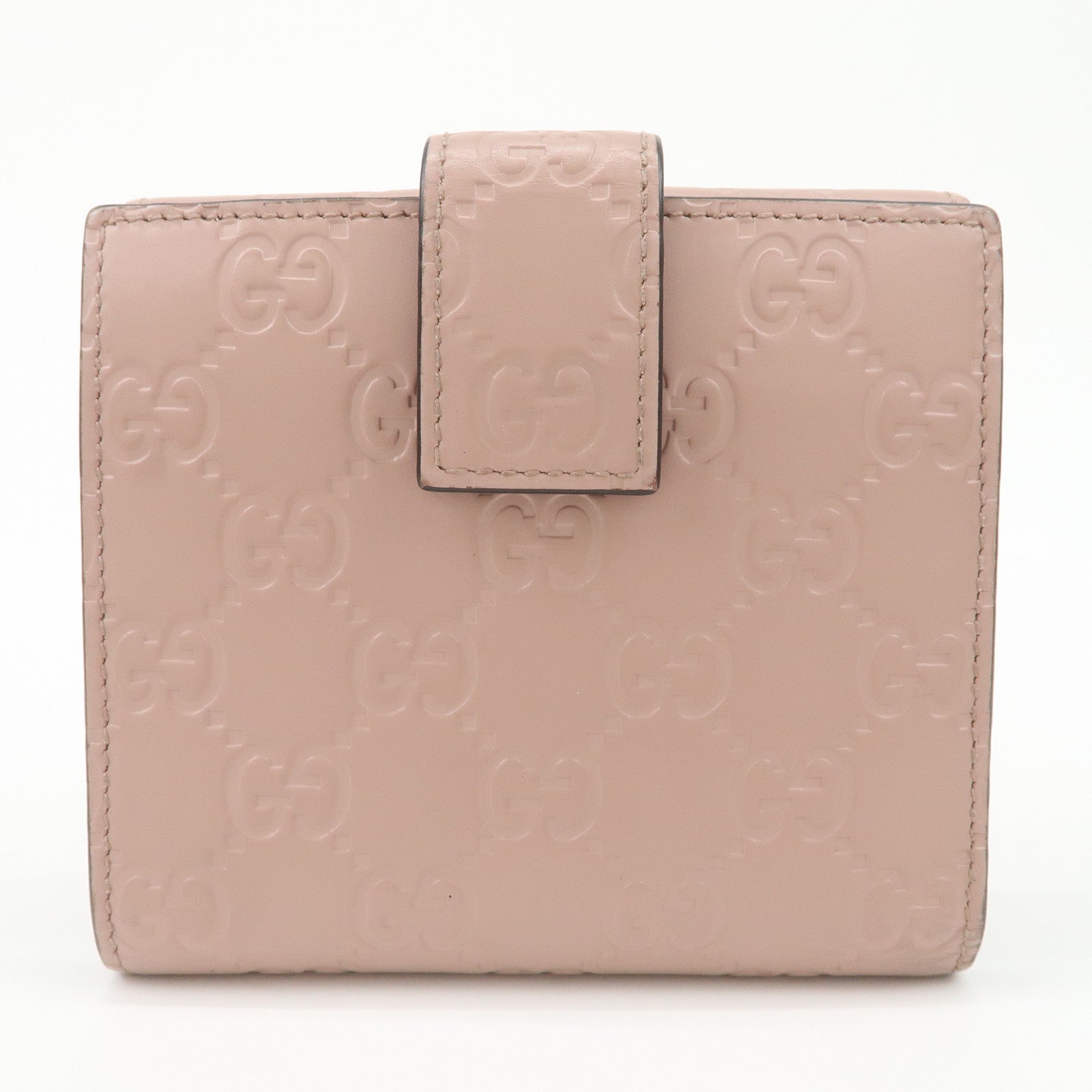 GUCCI Guccissima Leather Bi-Fold Compact Wallet Pink 406925